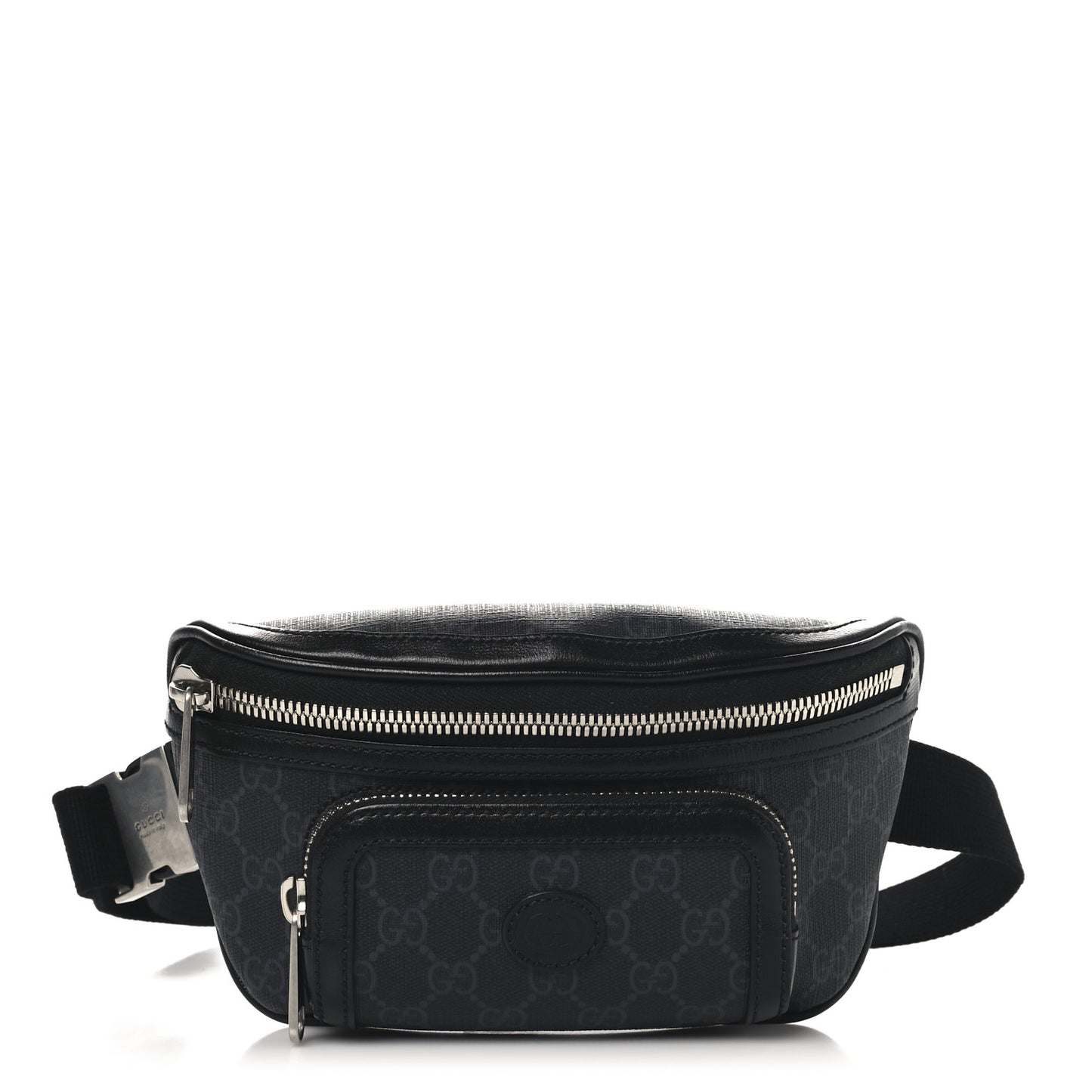 GG Supreme Monogram Textured Calfskin Retro Interlocking G Belt Bag Black