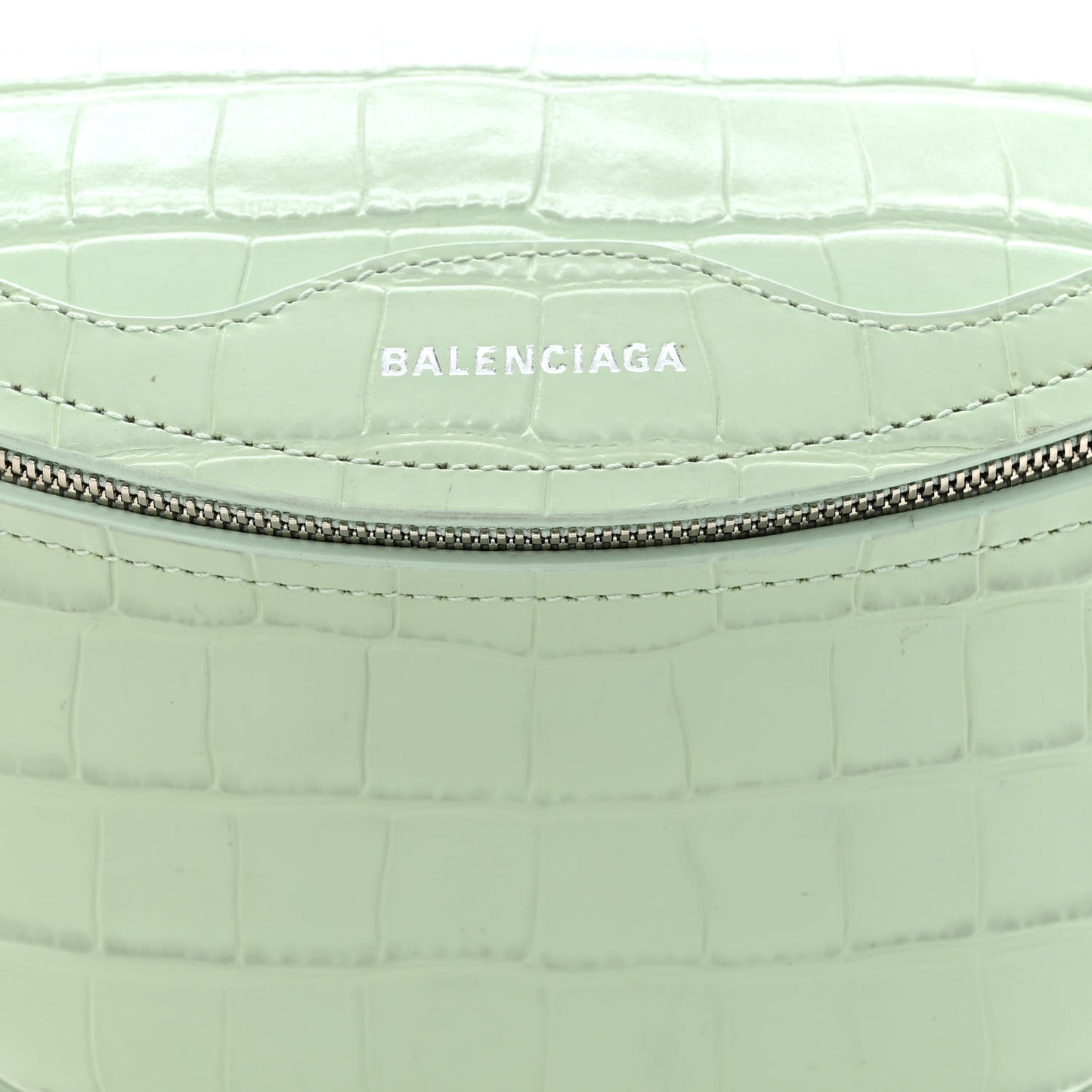 Shiny Calfskin Charms Crocodile Embossed XXS Souvenir Belt Bag Light Green