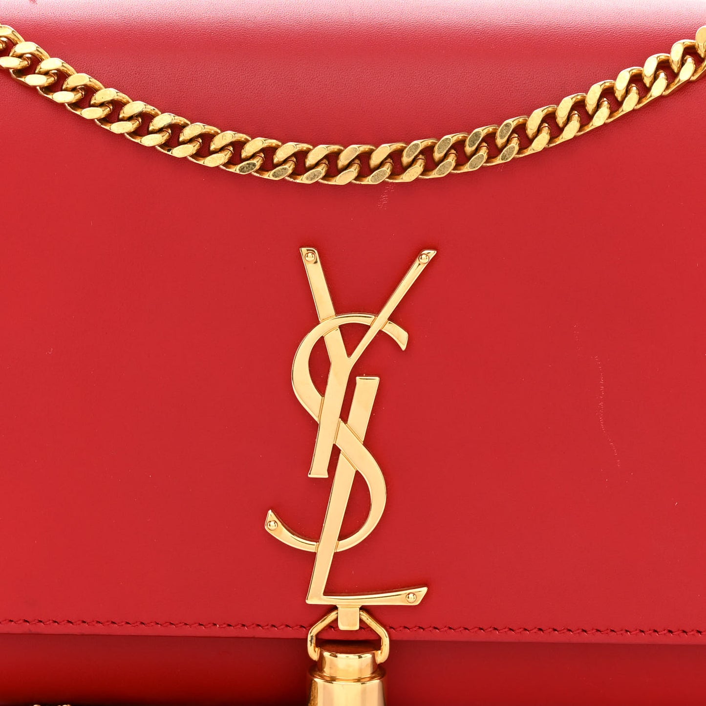Smooth Calfskin Medium Classic Monogram Kate Tassel Satchel Red