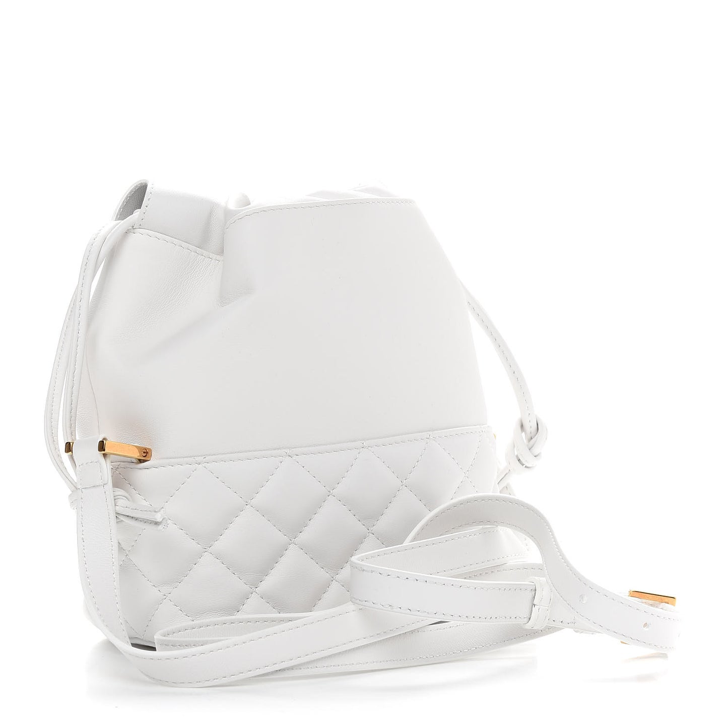 Nappa Quilted Medusa Bucket Bag White