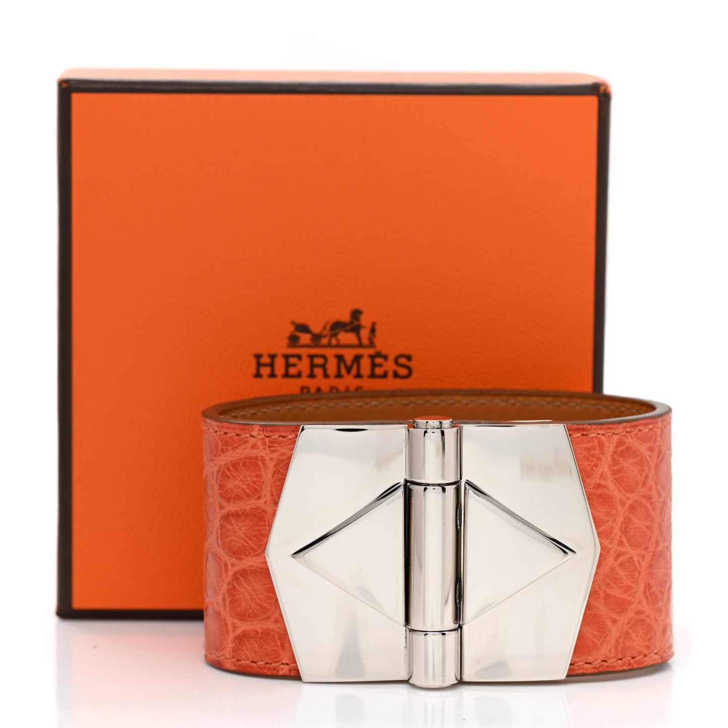 Matte Alligator Berenice Bracelet M Orange