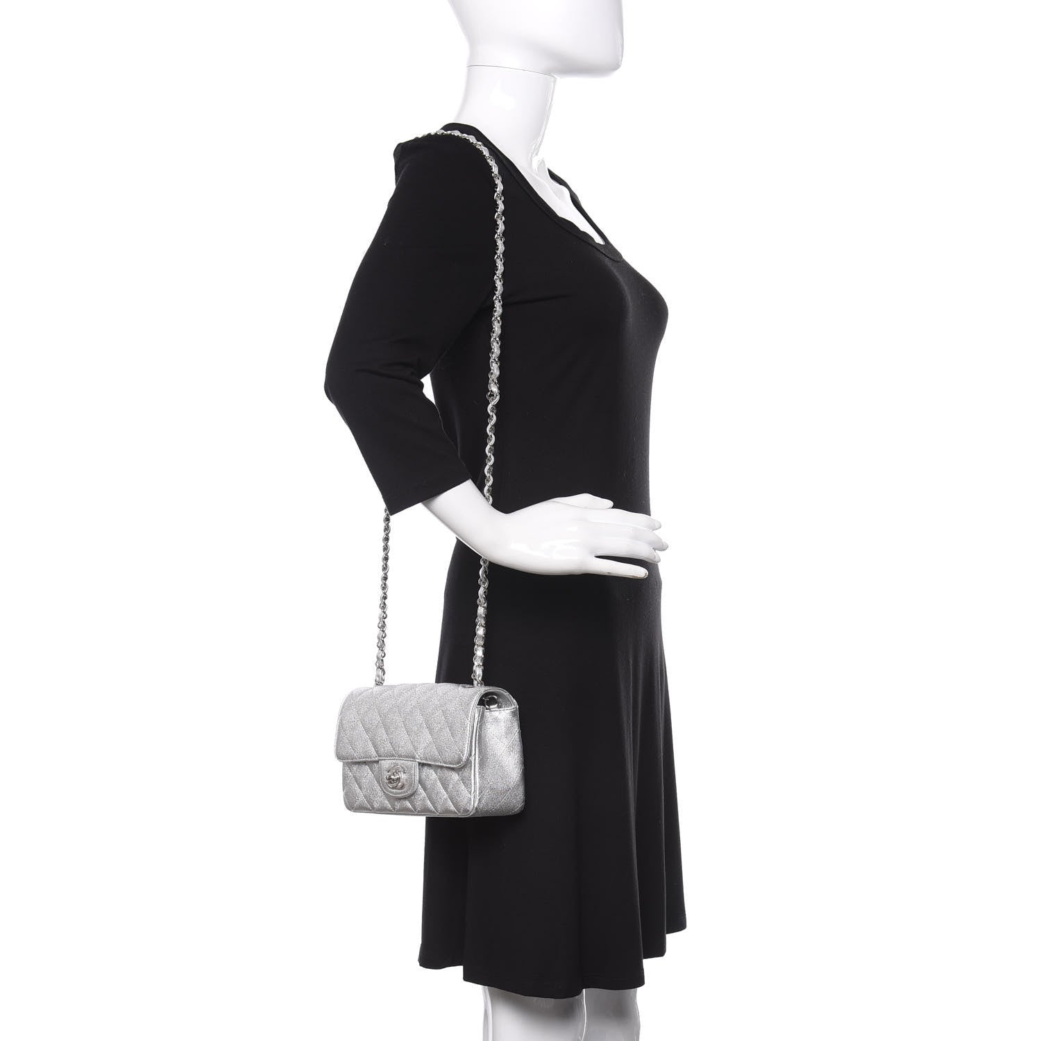 Chanel Metallic Lambskin Quilted Mini Rectangular Flap Silver 2 of 10