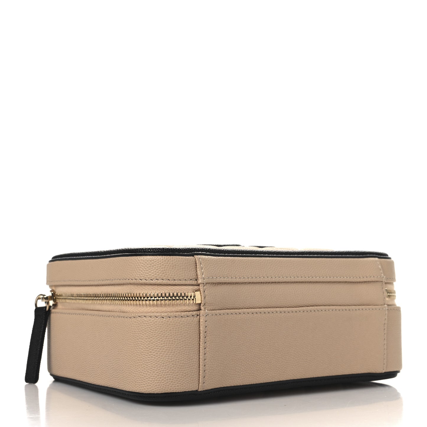 Caviar Quilted Medium CC Filigree Vanity Case Beige Black