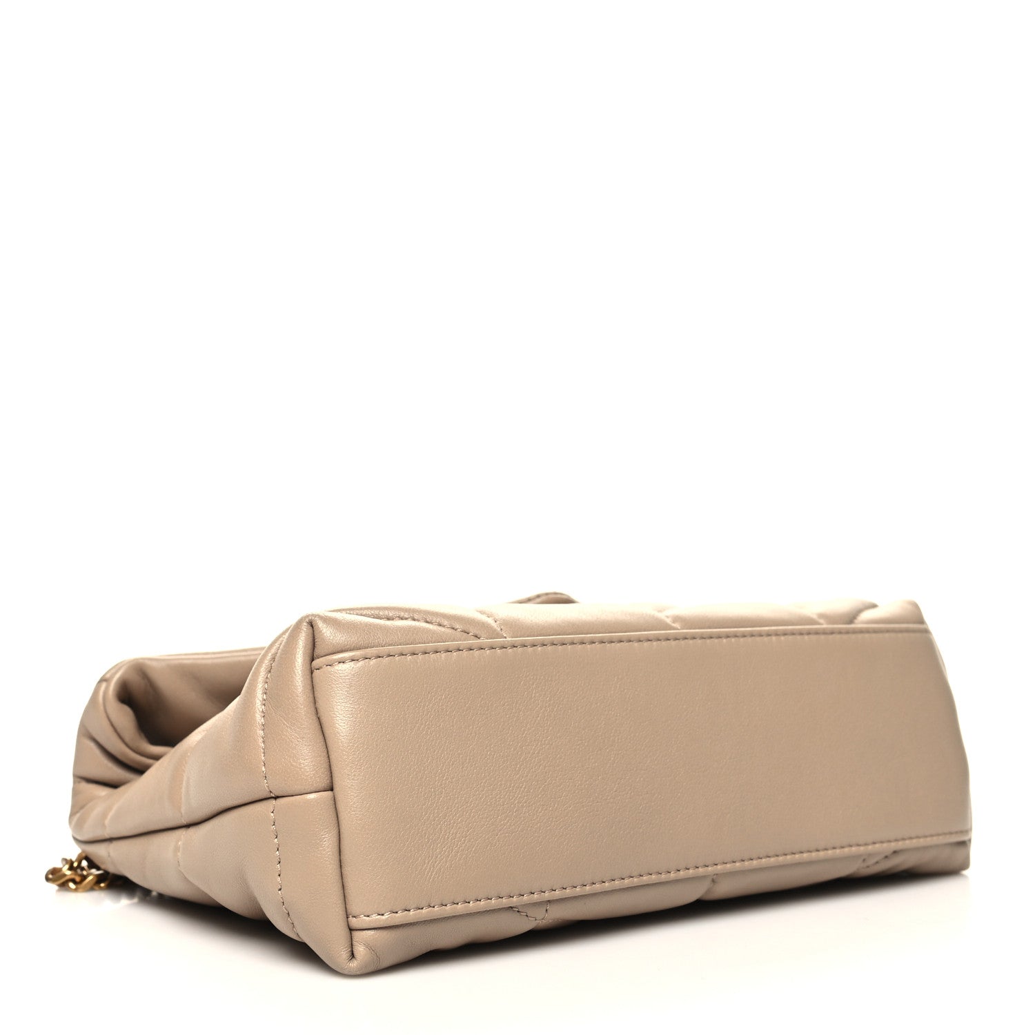 Saint Laurent Lambskin Quilted Toy Loulou Puffer Monogram Chain Satchel Dark Beige 4 of 11