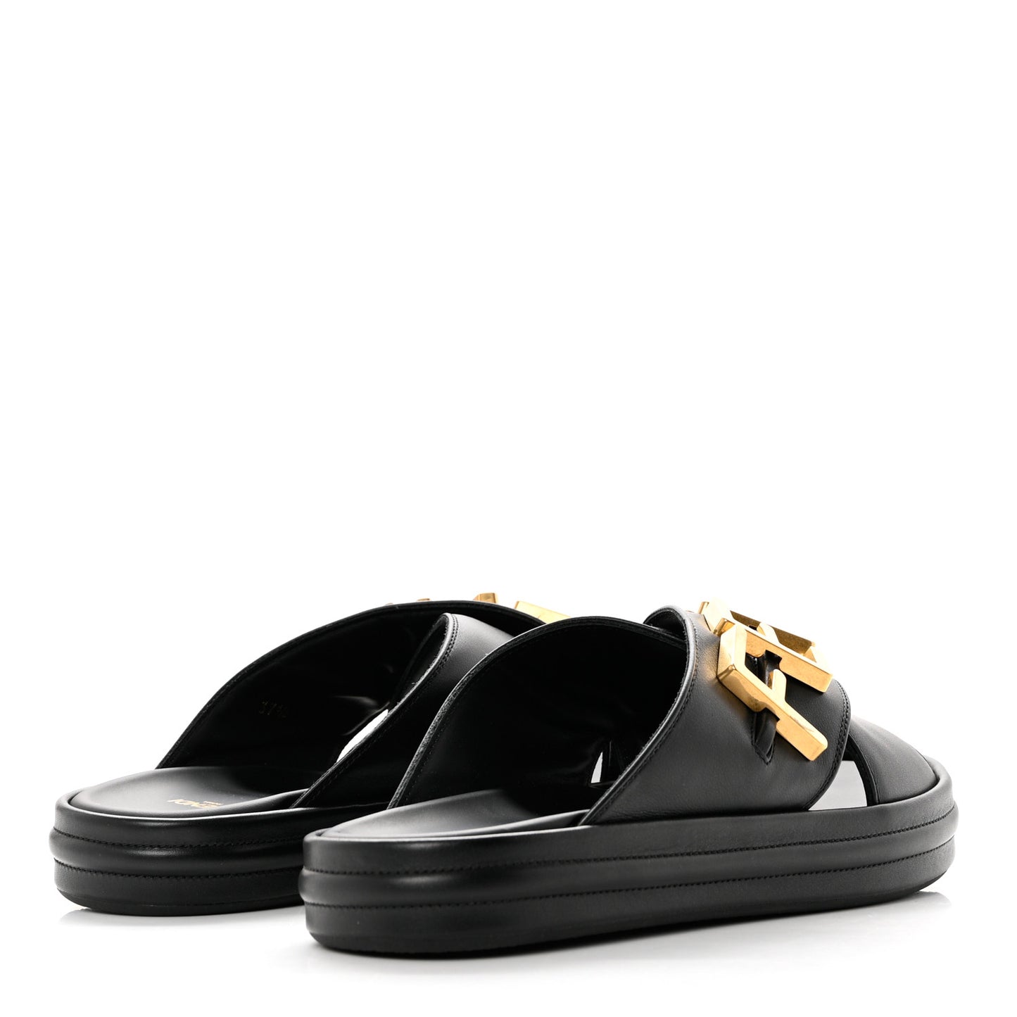 Vitello Womens Fendigraphy Slide Sandals 37.5 Black