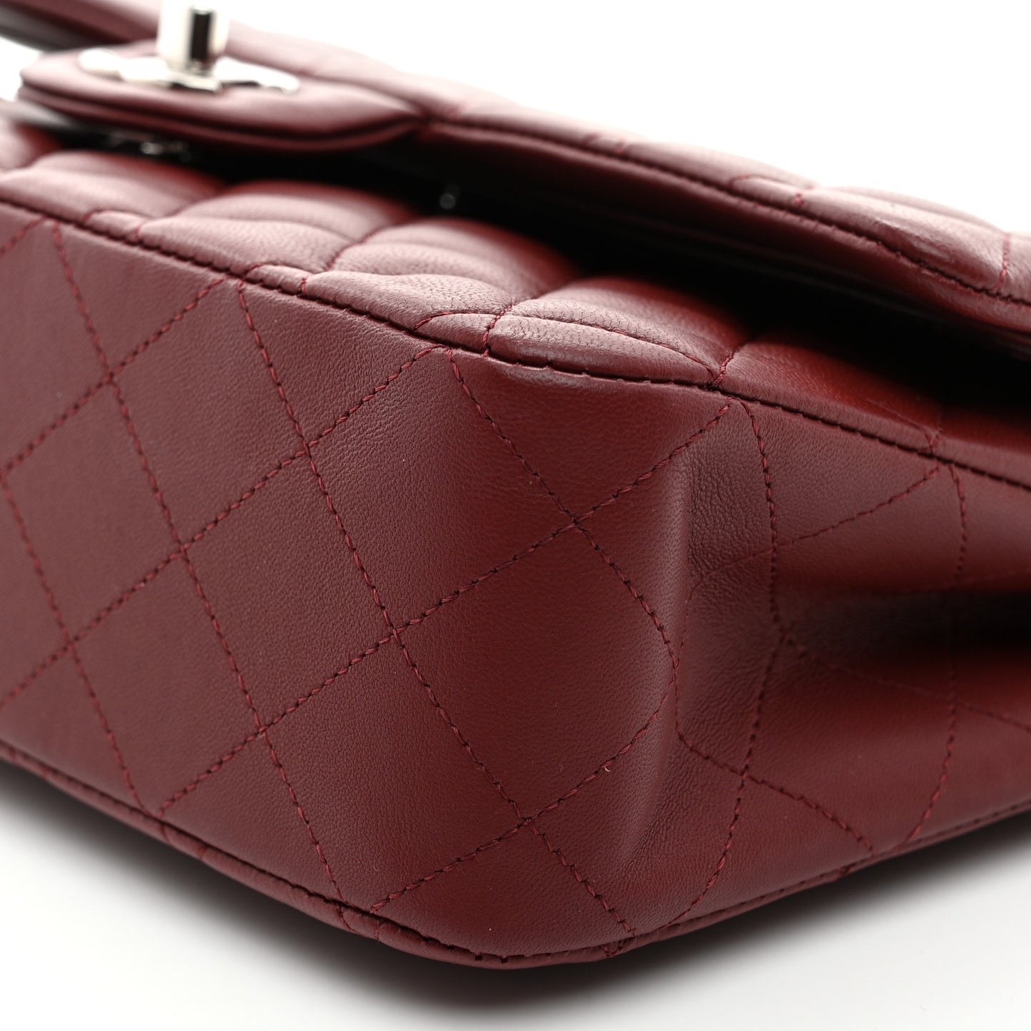 Lambskin Quilted Medium Double Flap Burgundy
