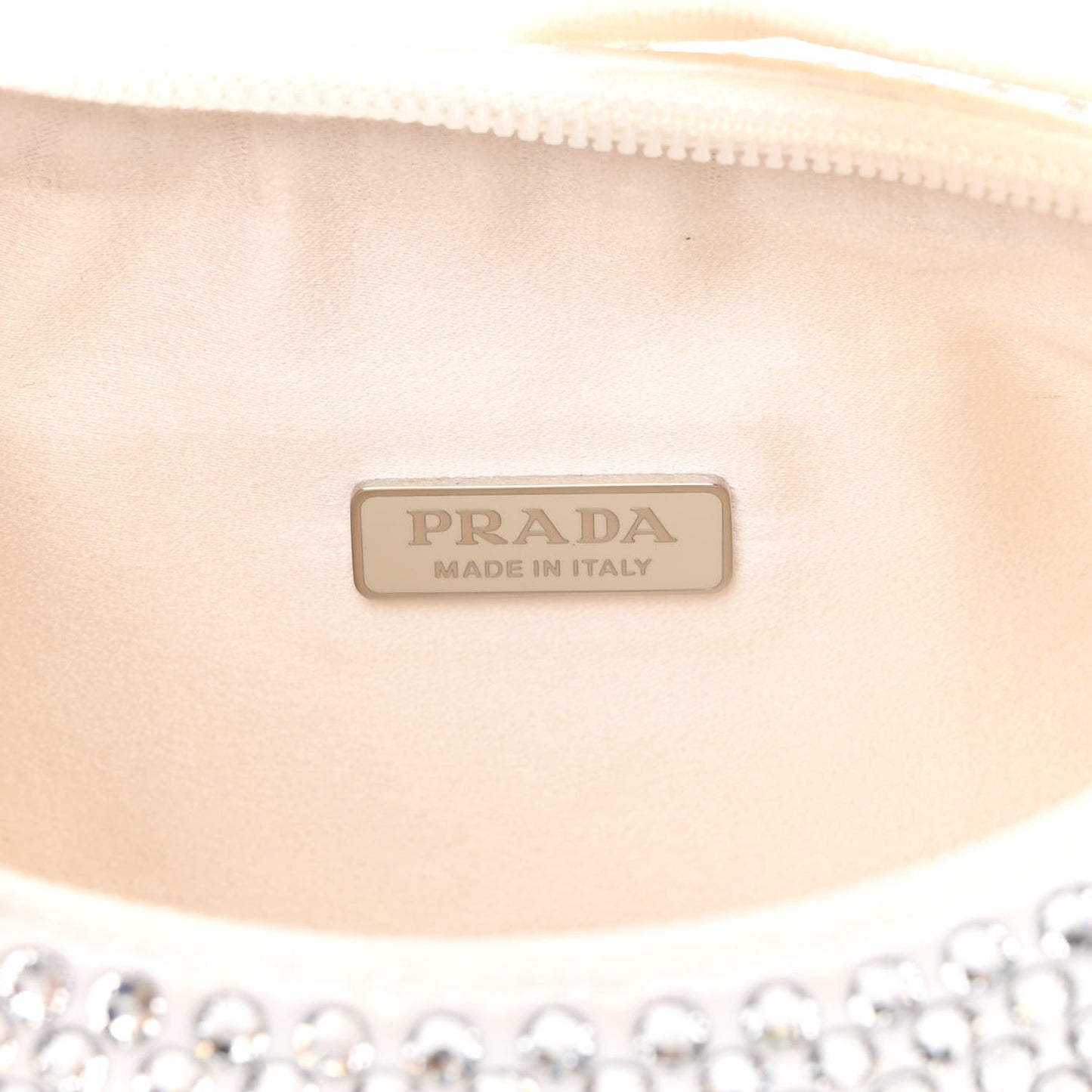 Satin Crystal Mini Re-Edition 2000 Bag White