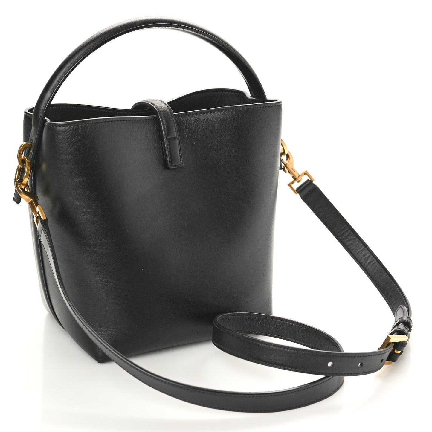 Shiny Calfskin Le 37 Mini Bucket Bag Black