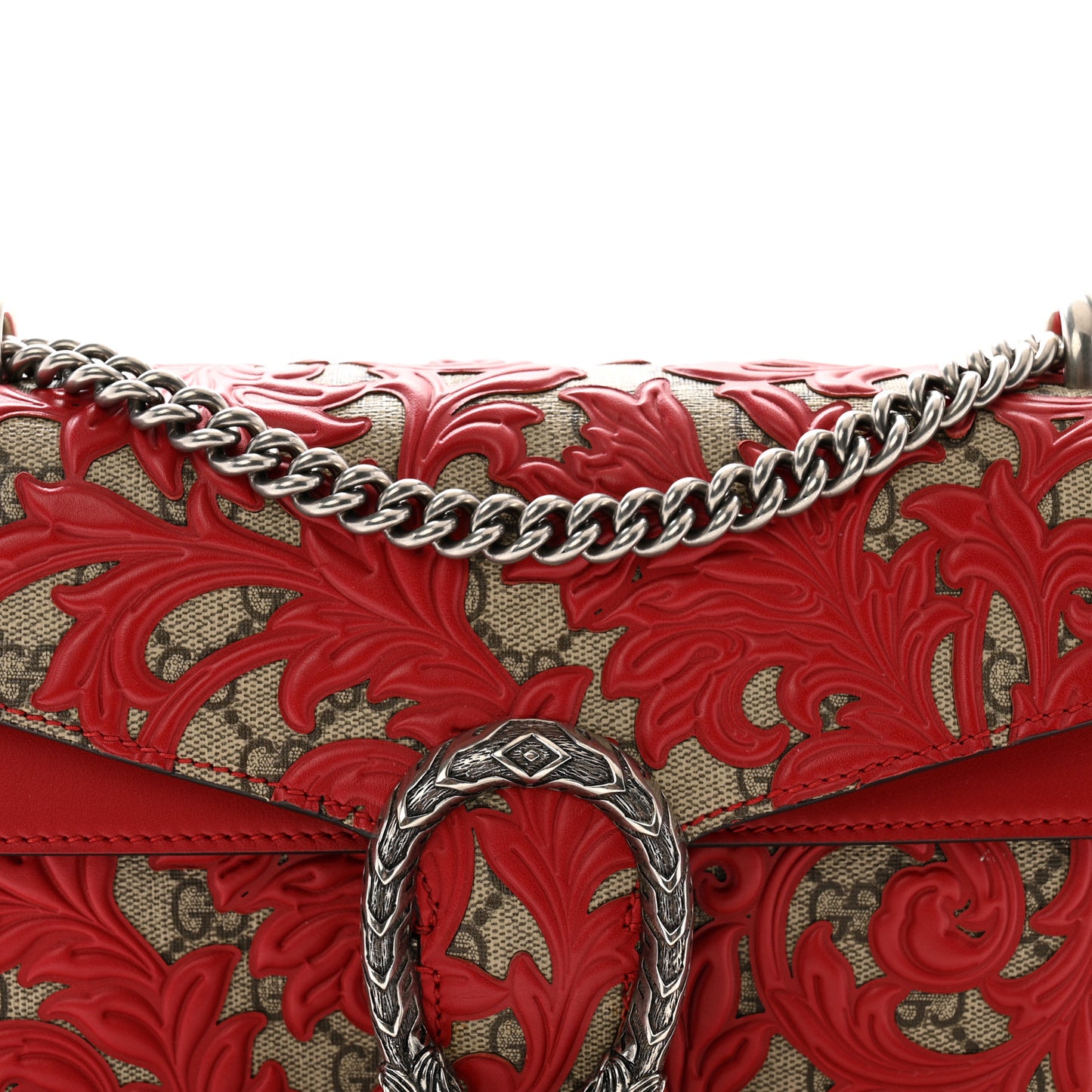 GG Supreme Monogram Arabesque Small Dionysus Shoulder Bag Hibiscus Red