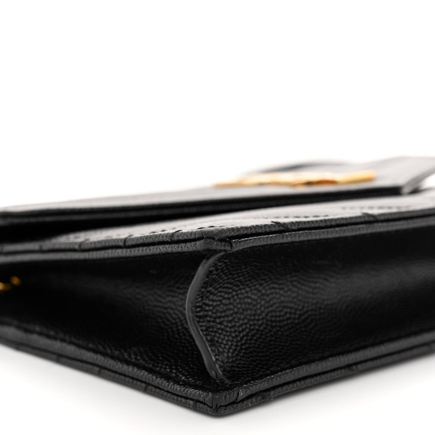 Grain De Poudre Matelasse Chevron Monogram Envelope Chain Wallet Black