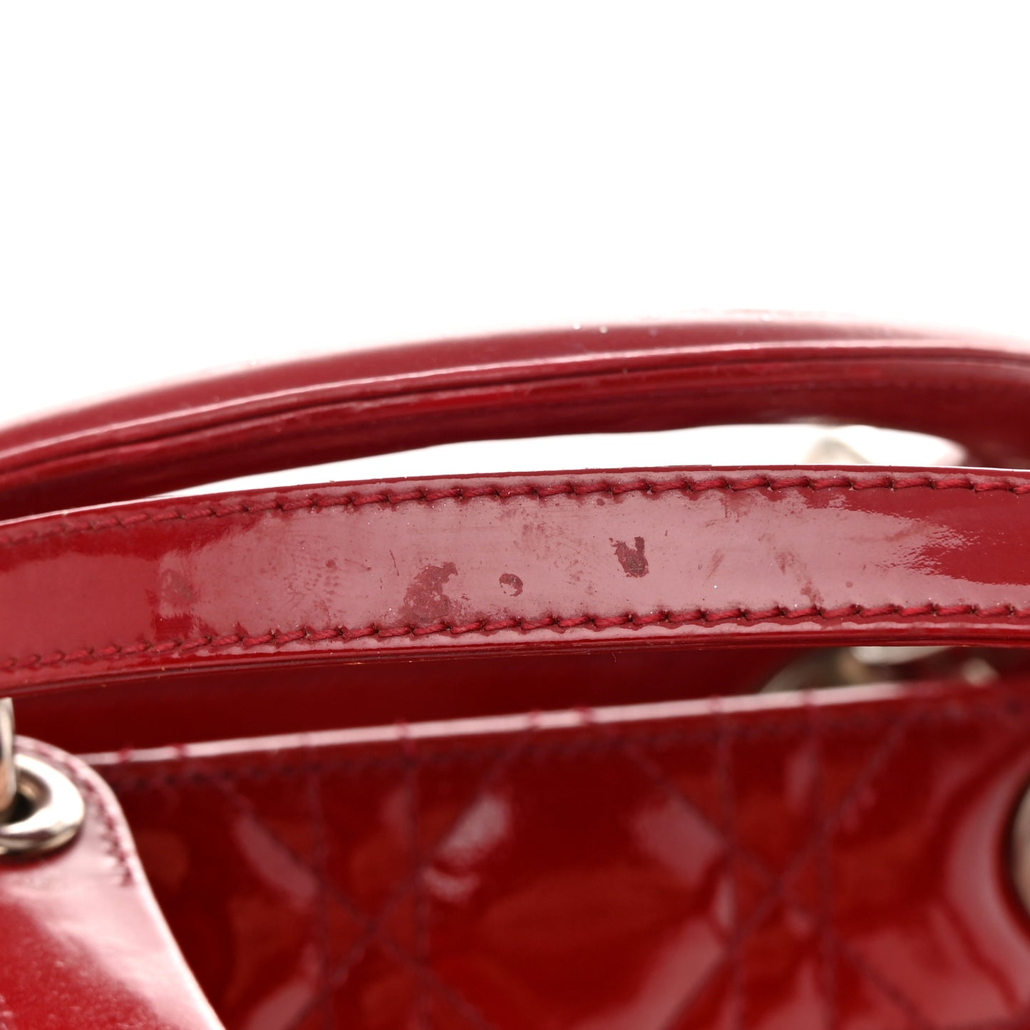 Patent Cannage Large Lady Dior Red