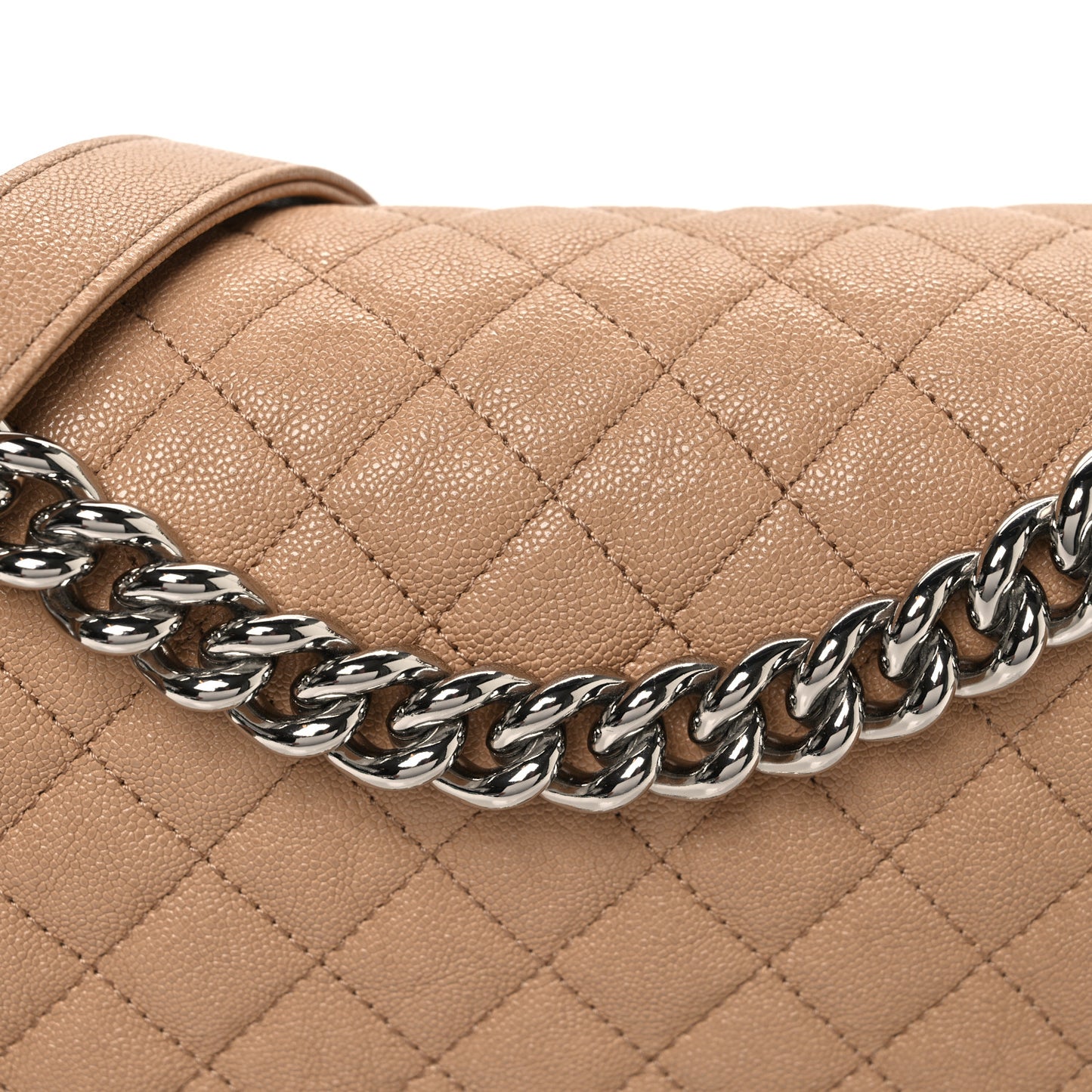 Caviar Quilted Medium Boy Flap Beige