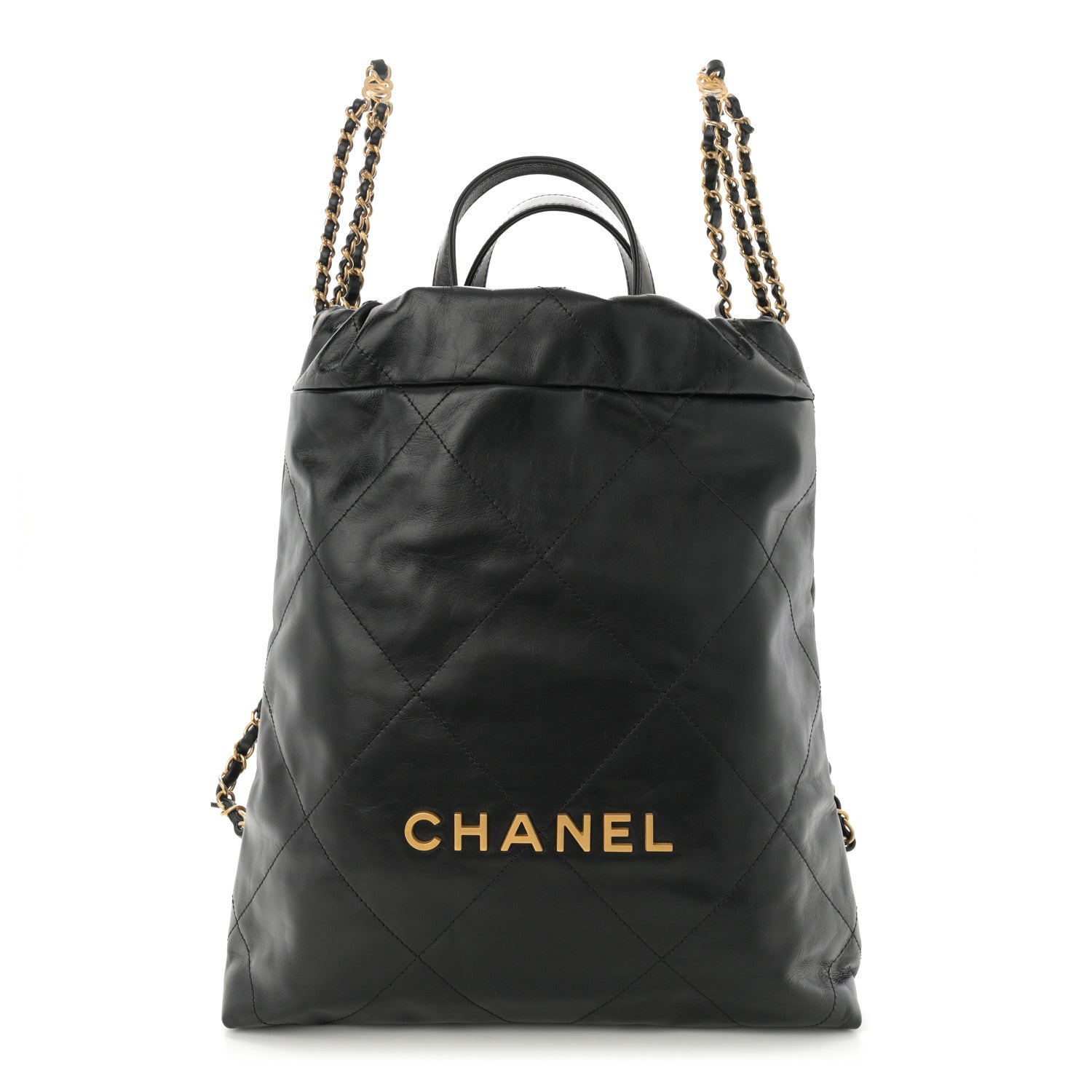 Chanel Shiny Calfskin Quilted Chanel 22 Backpack Black 1630156