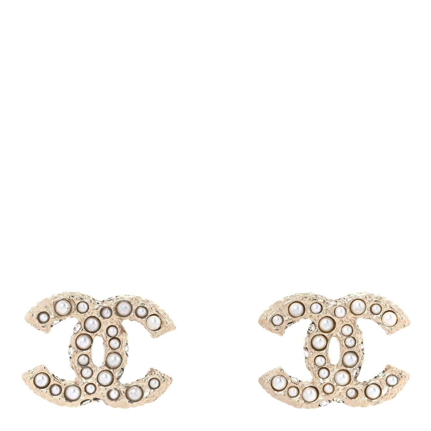 Pearl Crystal CC Earrings Light Gold