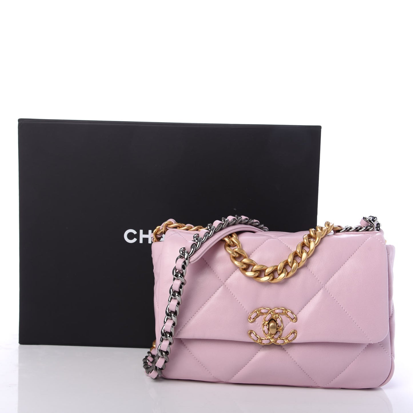 Lambskin Quilted Medium Chanel 19 Flap Light Pink