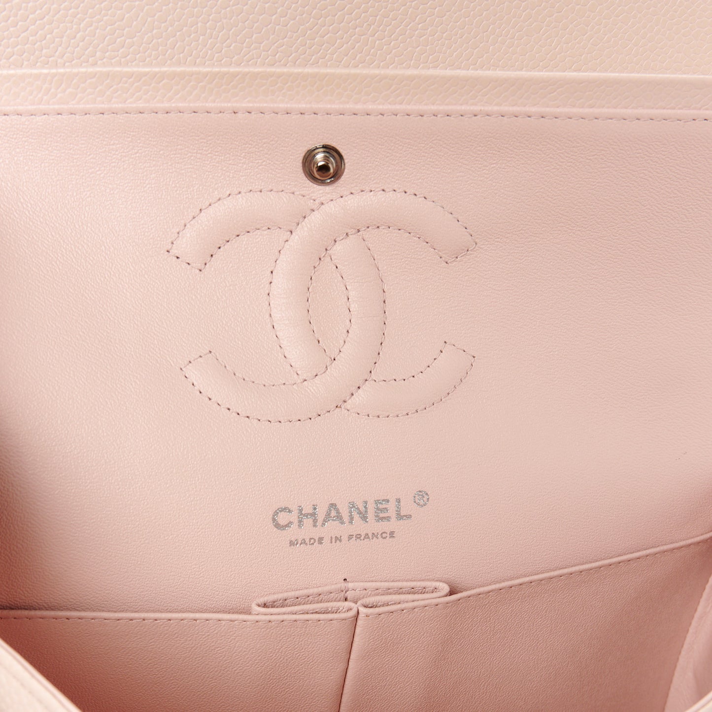 Caviar Quilted Medium Double Flap Light Pink