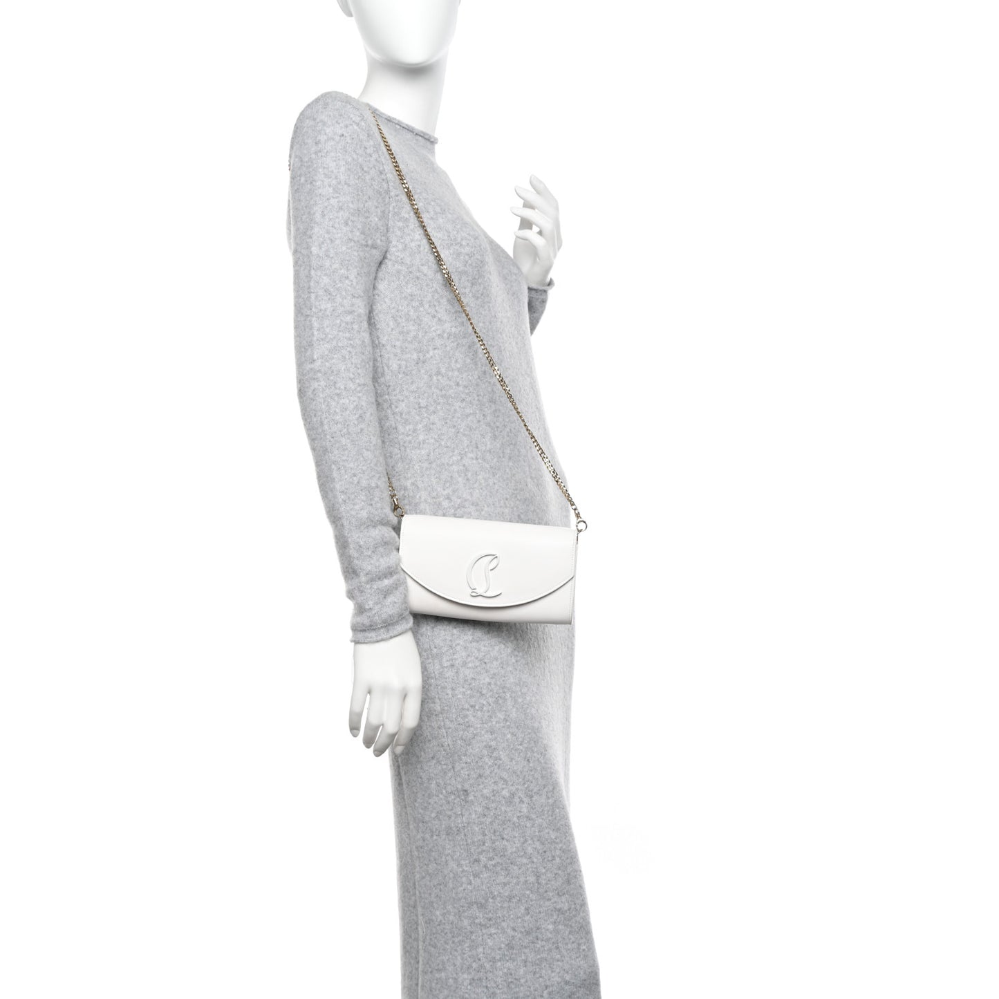 Calfskin Monochrome Loubi54 Wallet On Chain White