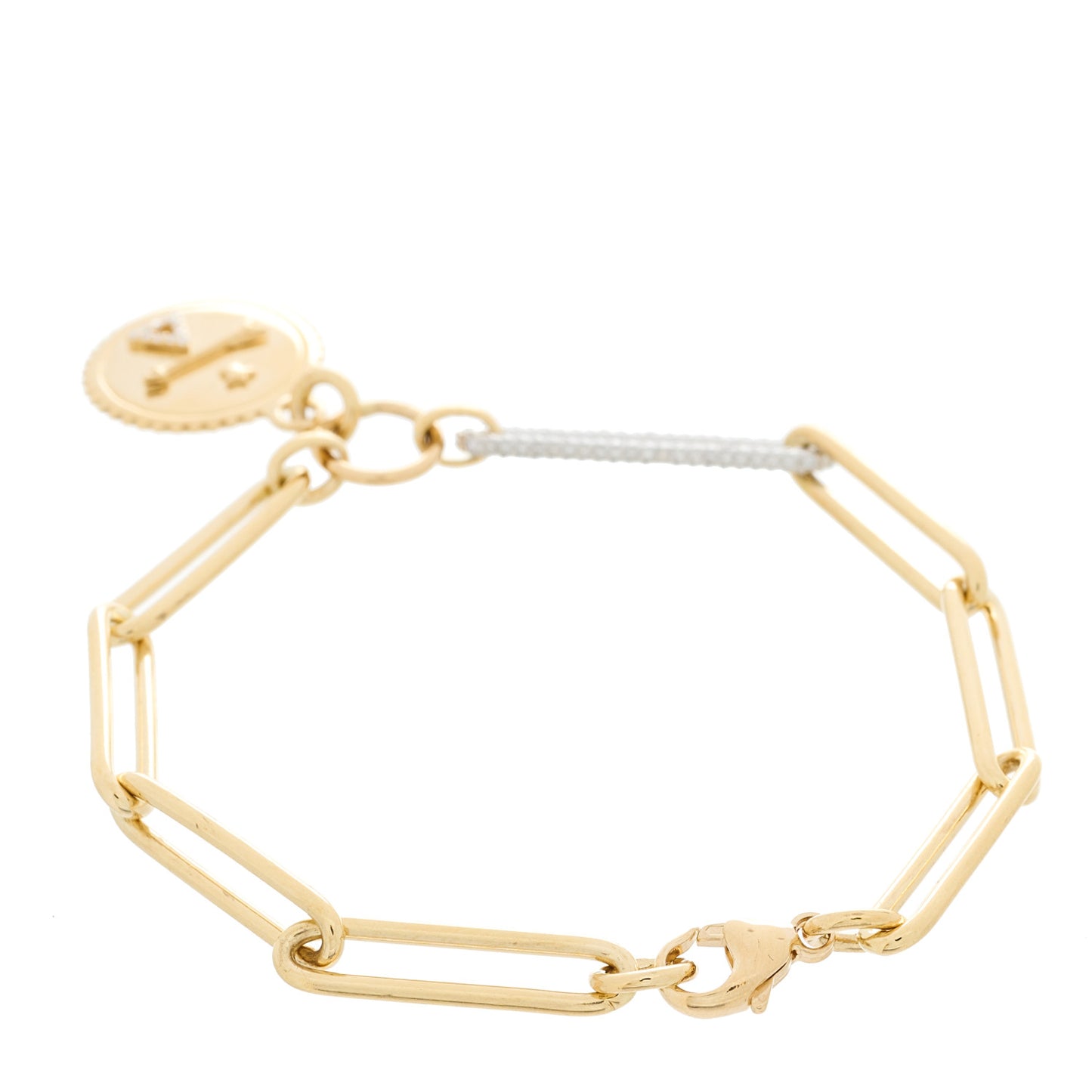 18K Yellow White Gold Diamond Dream Extended Clip Chain Bracelet