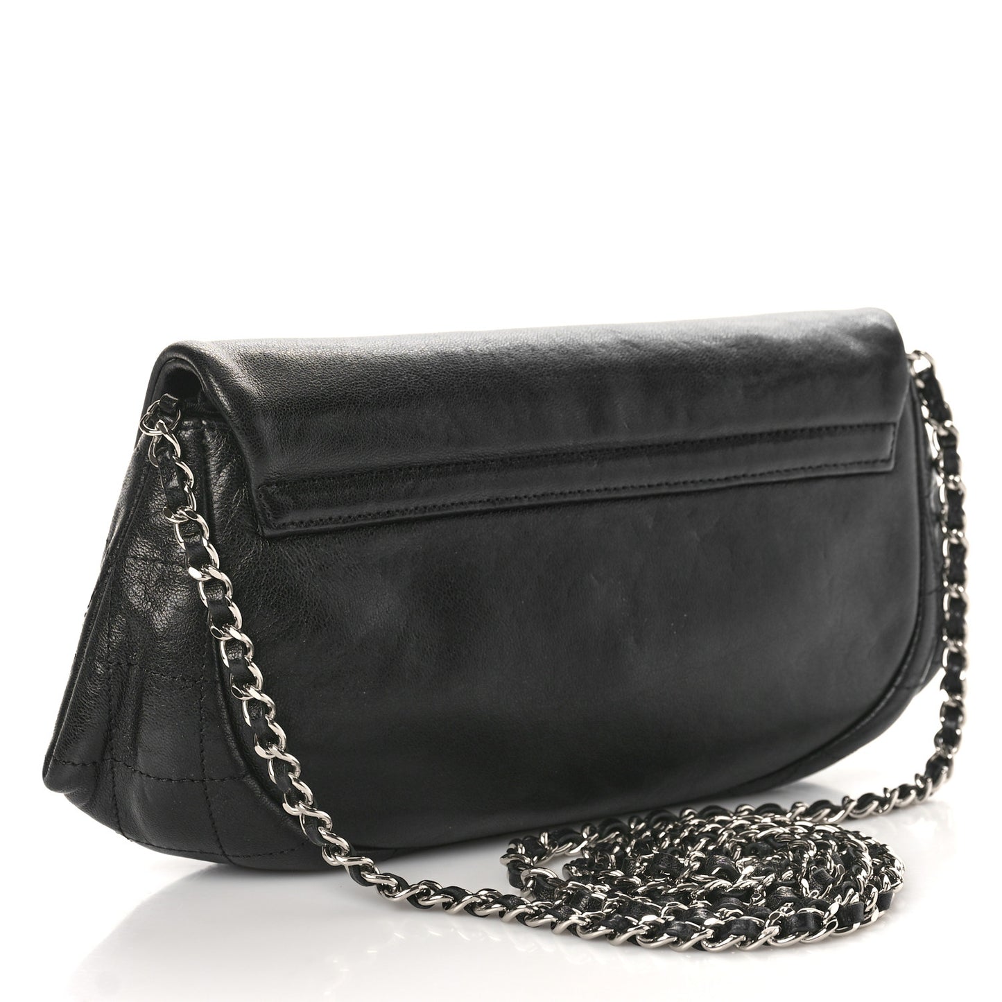 Lambskin Half Moon Wallet On Chain WOC Black