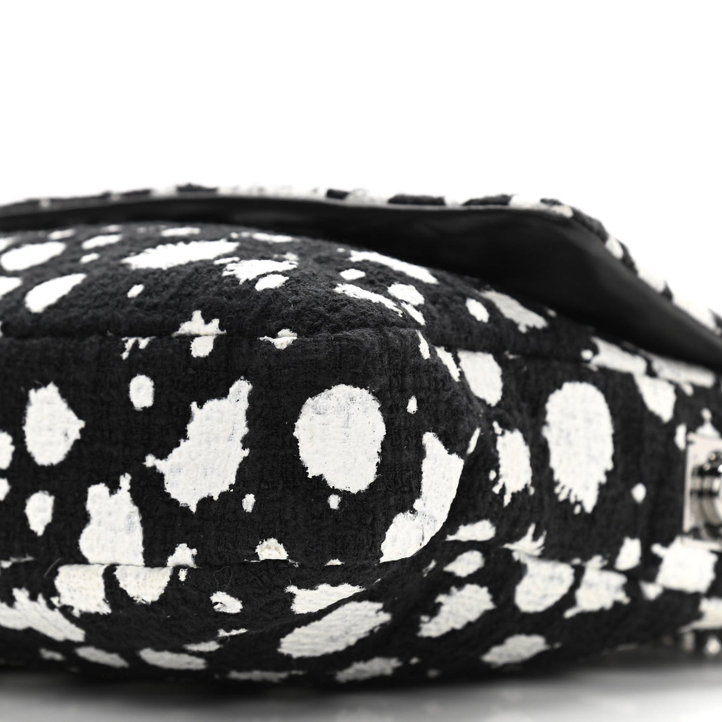 Tweed Paint Splatter Print Flap Black White