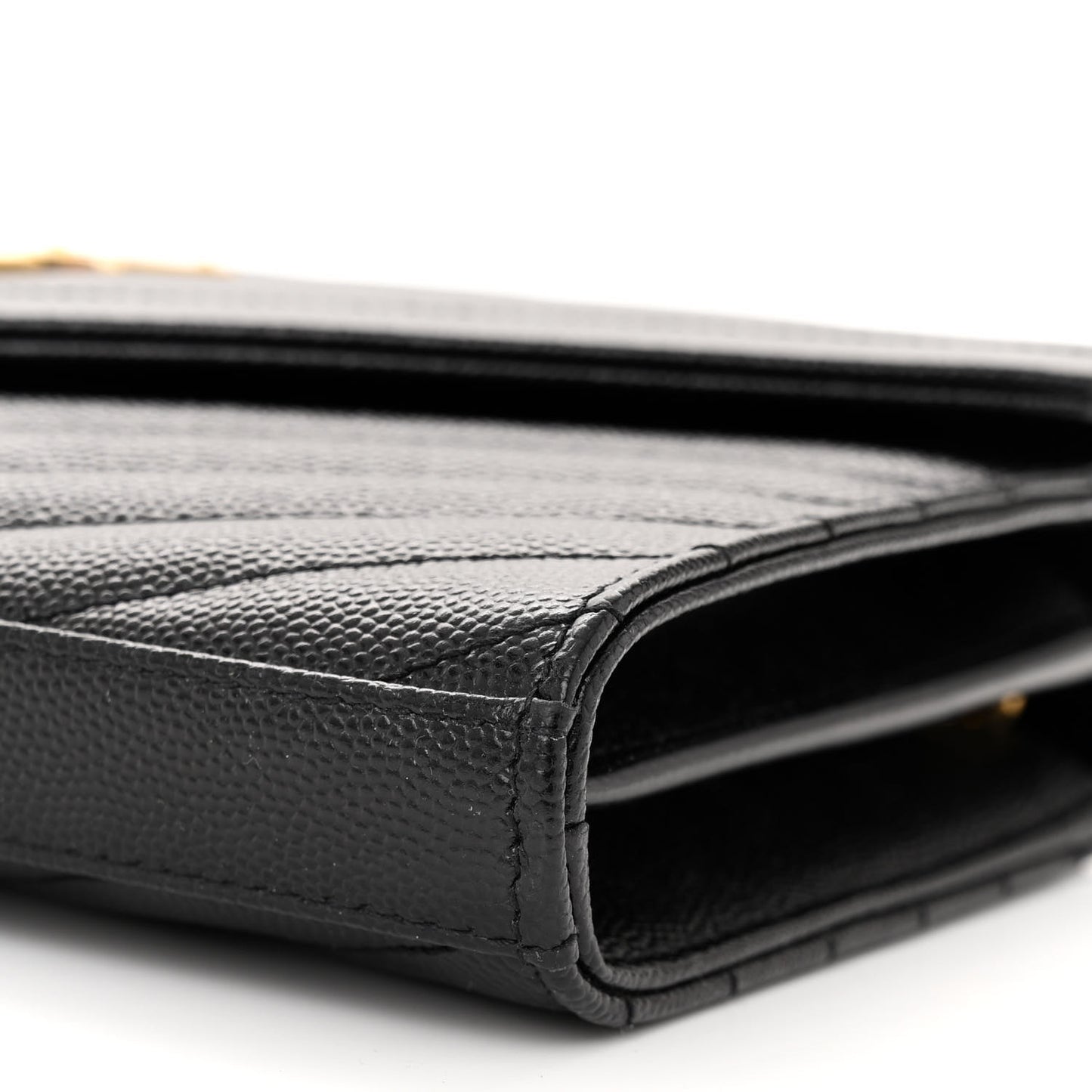 Grain De Poudre Matelasse Chevron Monogram Chain Wallet Black
