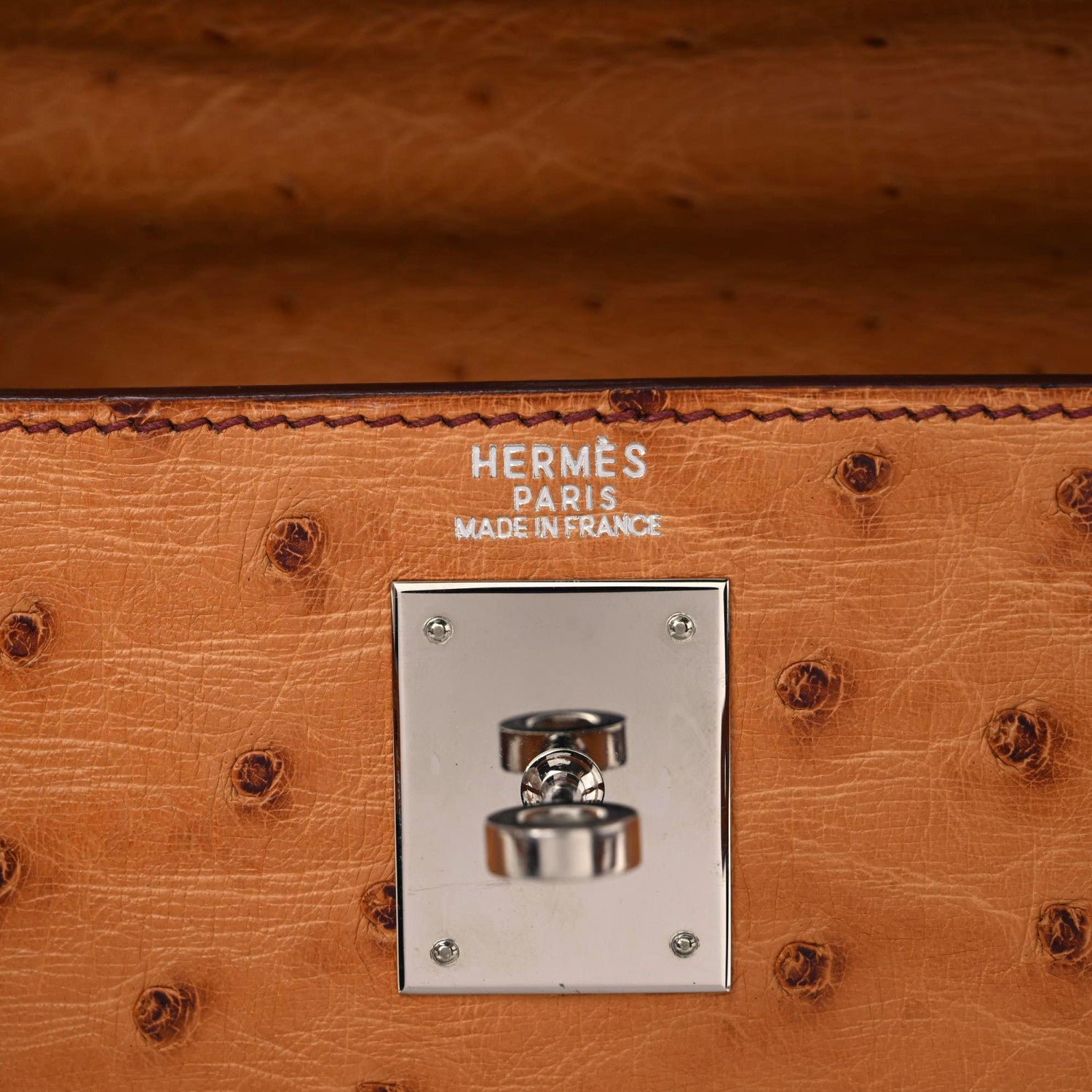 Hermes Ostrich Kelly Retourne 32 Gold 11 of 18
