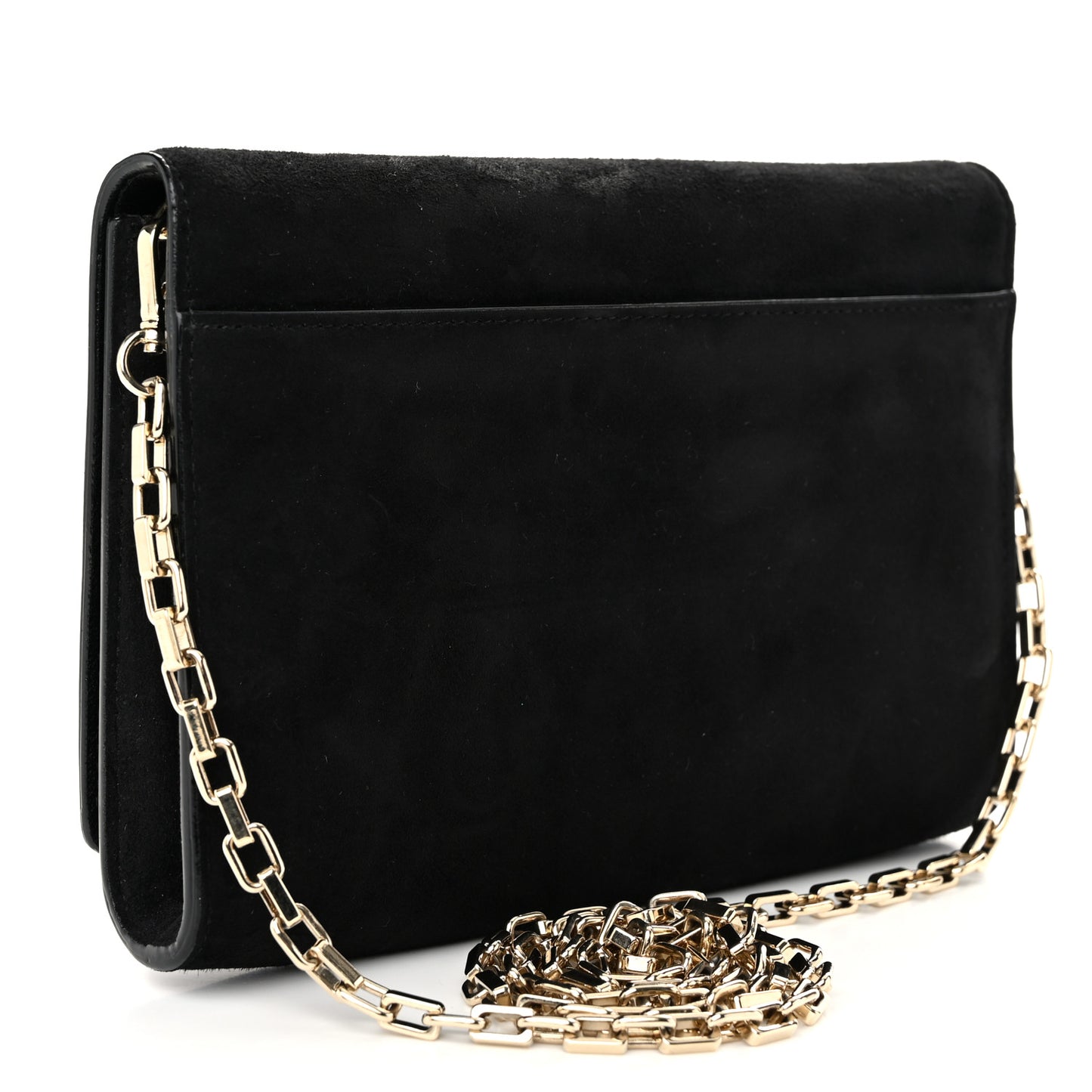 Suede Varenne Chain Clutch Black