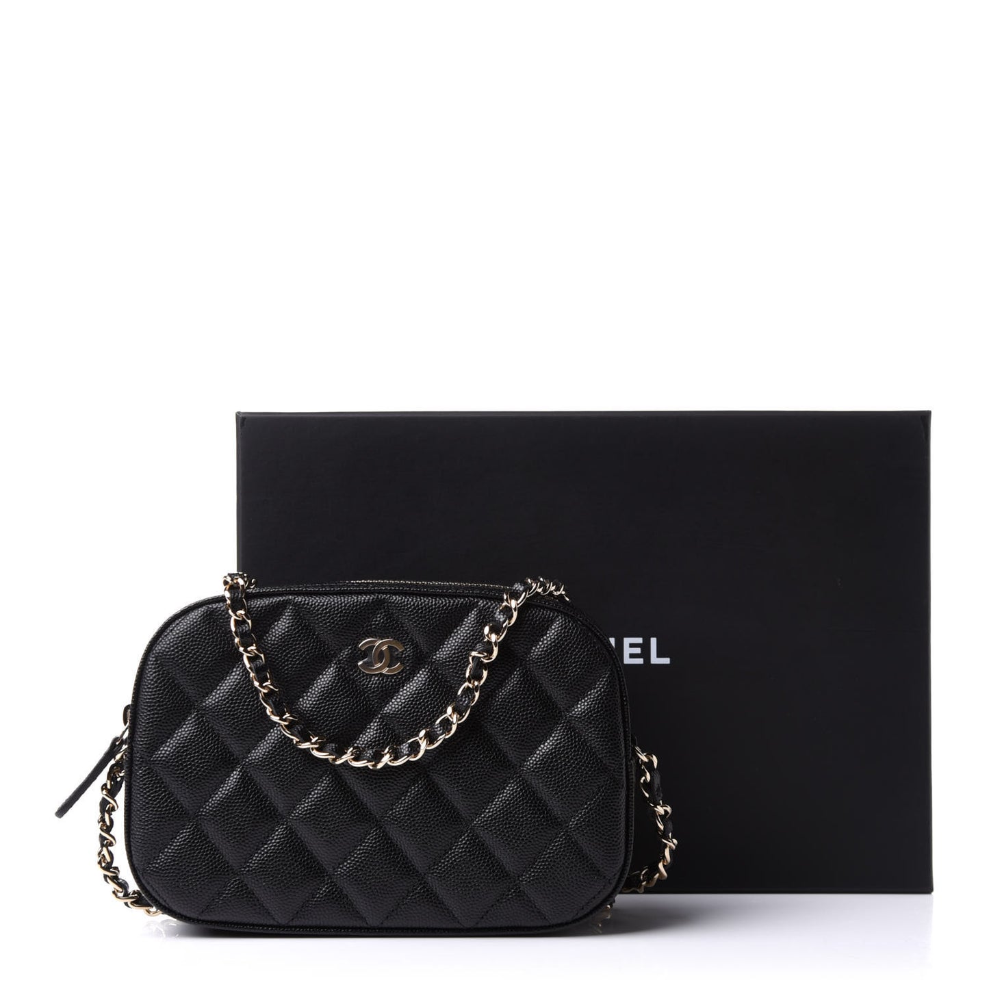 Caviar Quilted Vanity With Chain Black