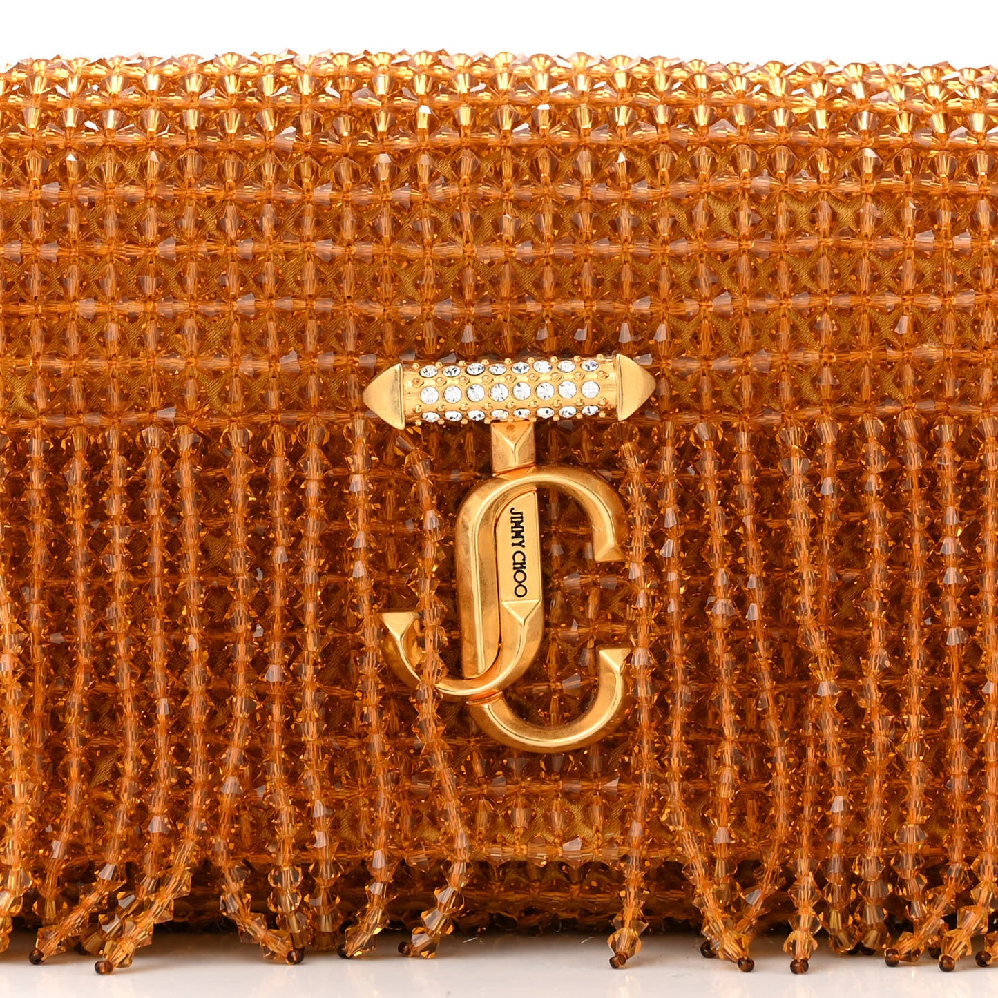 Satin Crystal Embroidered Fringe Mini Varenne Shoulder Bag Sunflower Light Gold