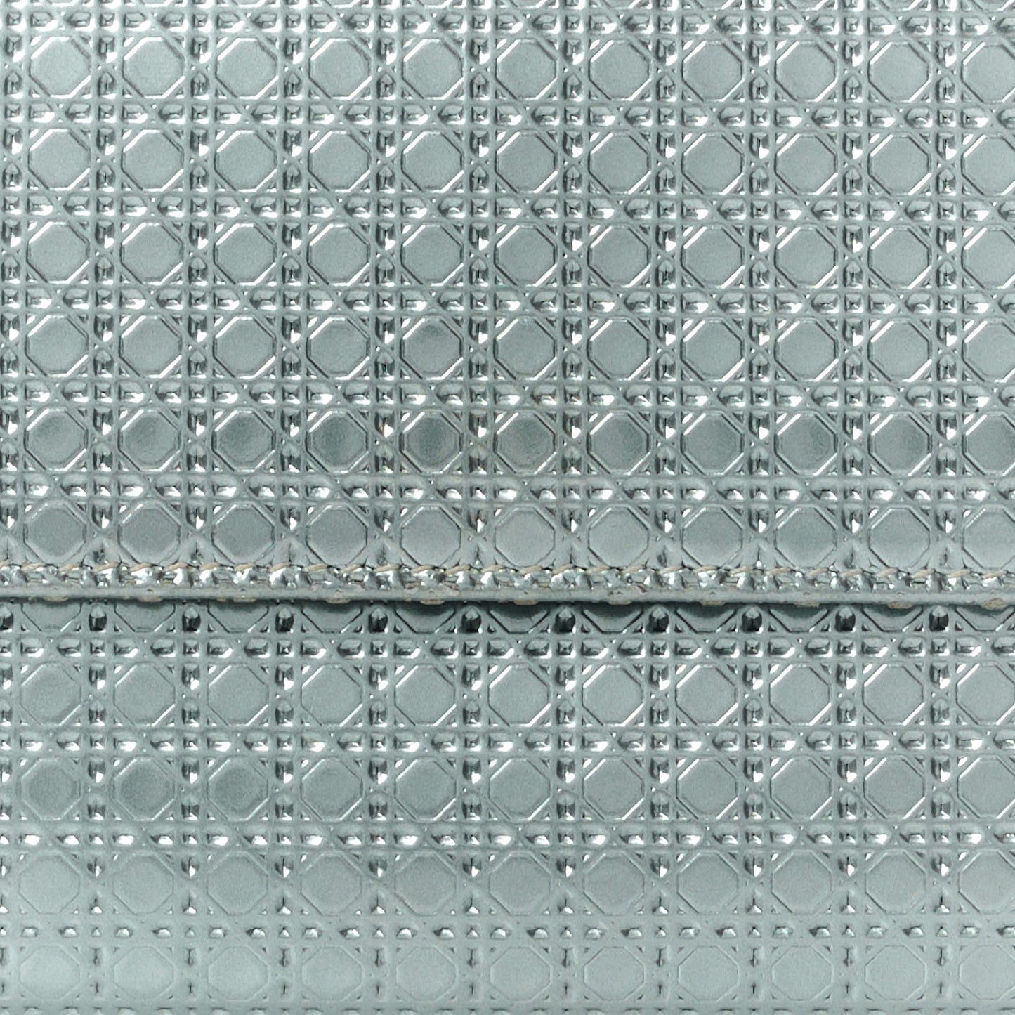 Metallic Calfskin Micro-Cannage Lady Dior Croisiere Chain Wallet Blue