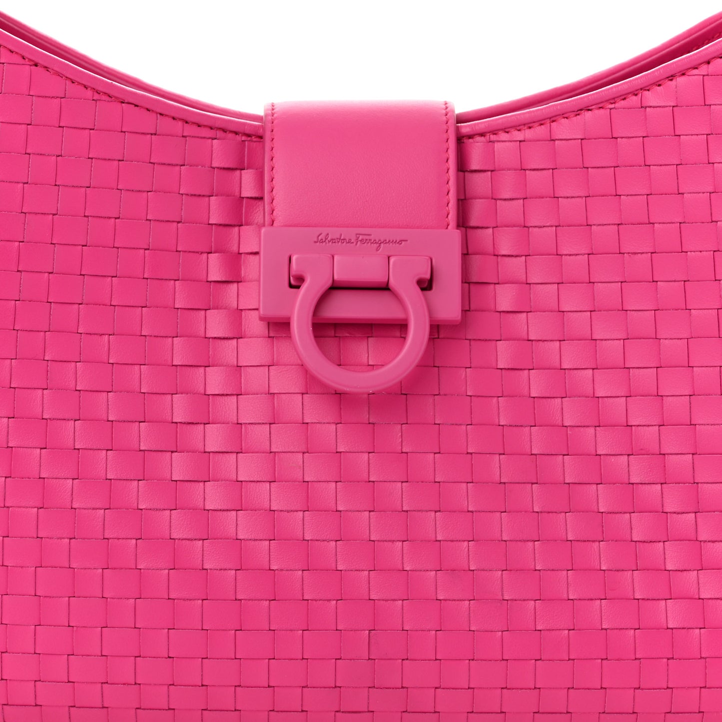 Calfskin Intreccio Trifolio Shoulder Bag Hot Pink