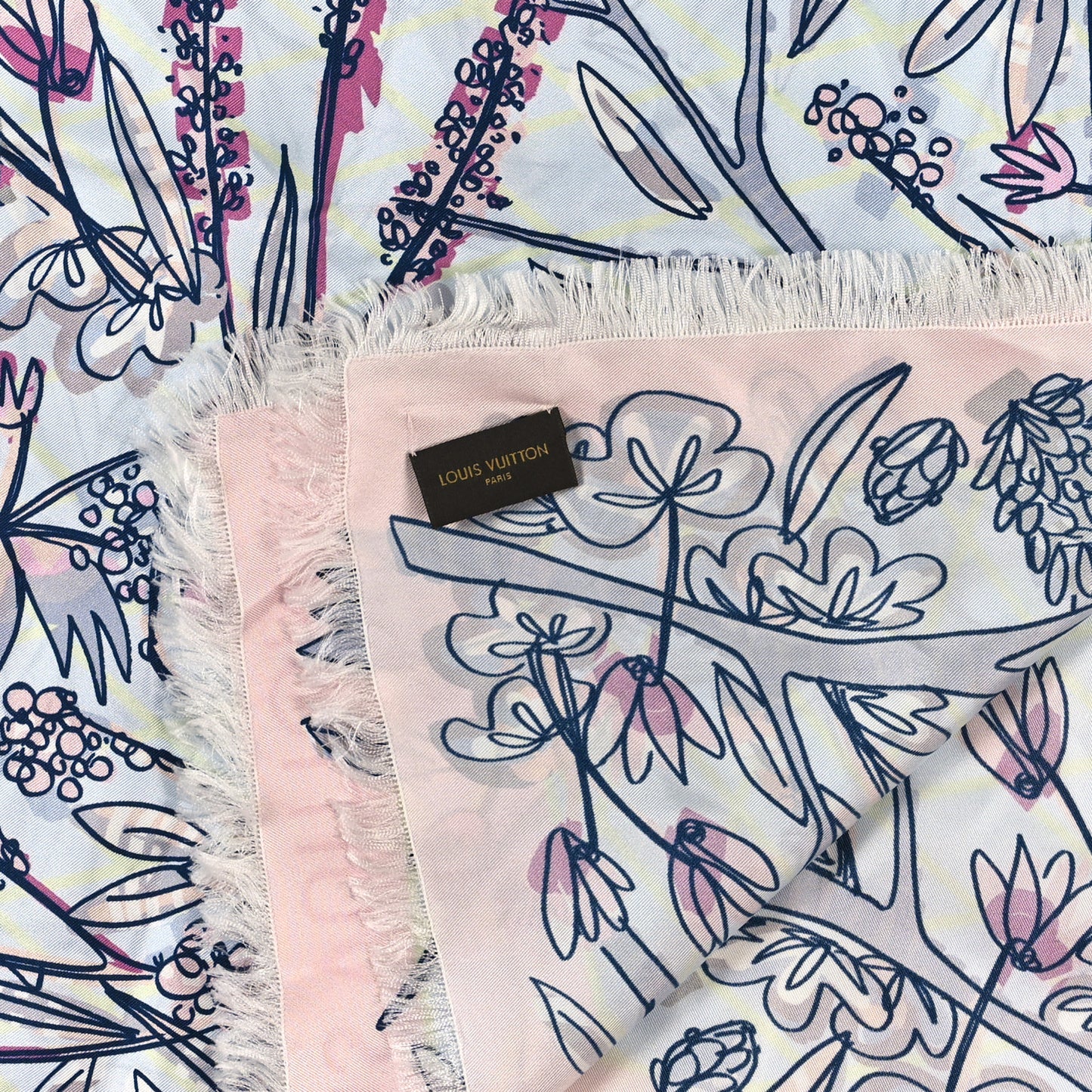 Silk Square Scarf Pink Blue