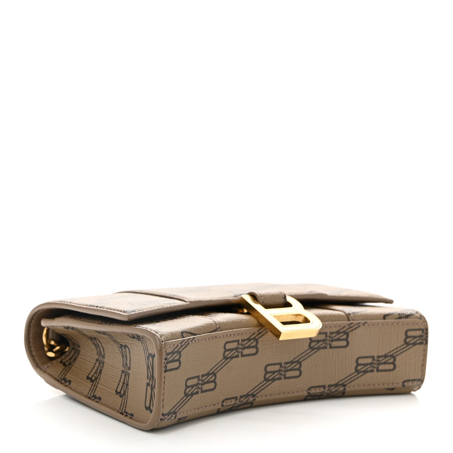 Coated Canvas BB Monogram Hourglass Chain Bag Beige Brown