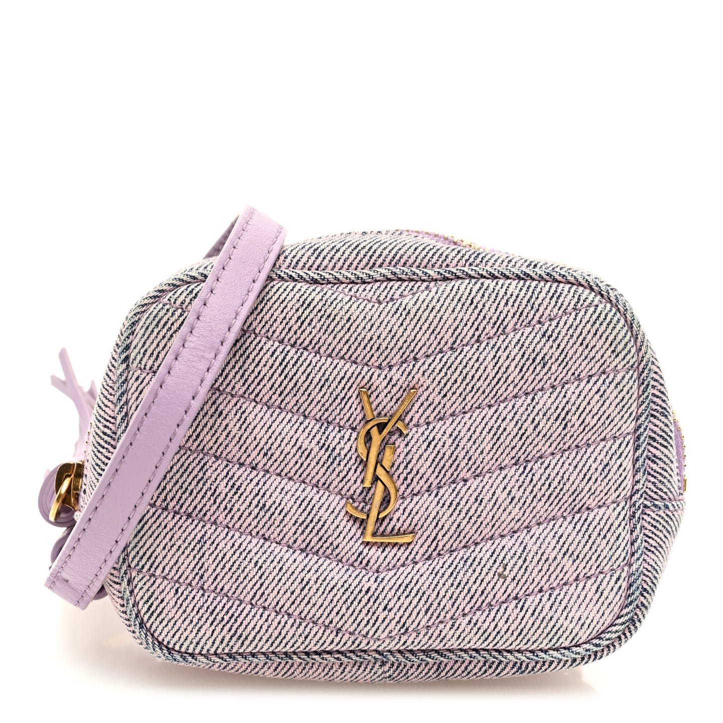 Denim Matelasse Monogram Lou Belt Bag Washed Purple
