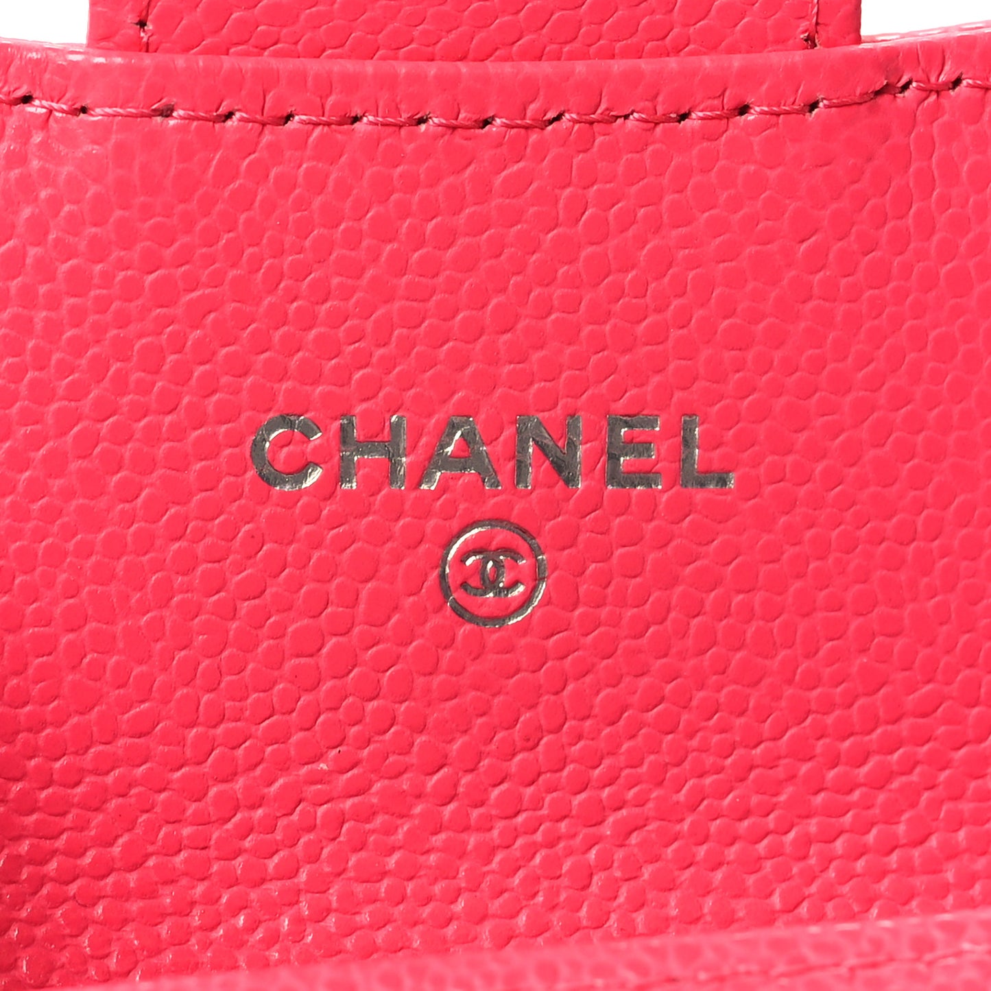 Caviar Quilted Flap Card Holder Wallet Fuchsia
