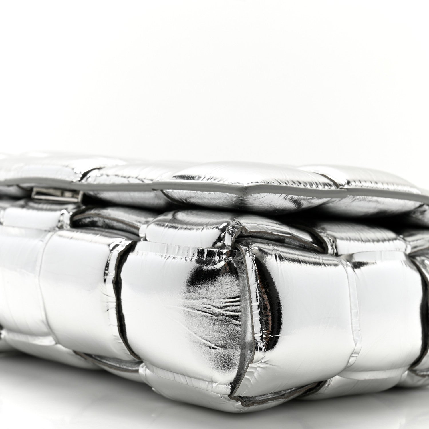 Bottega Veneta Metallic Lambskin Padded Cassette Crossbody Bag Silver 10 of 13