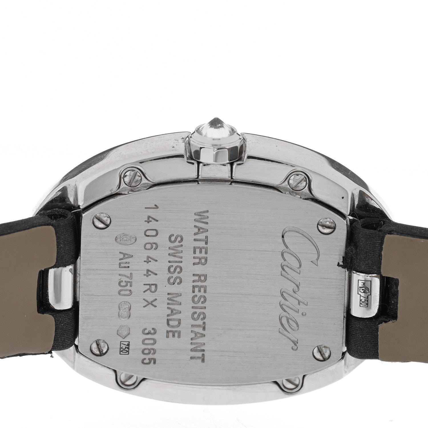 Cartier 18K White Gold Calfskin Diamond Bezel 24mm Baignoire Quartz Watch 4 of 5