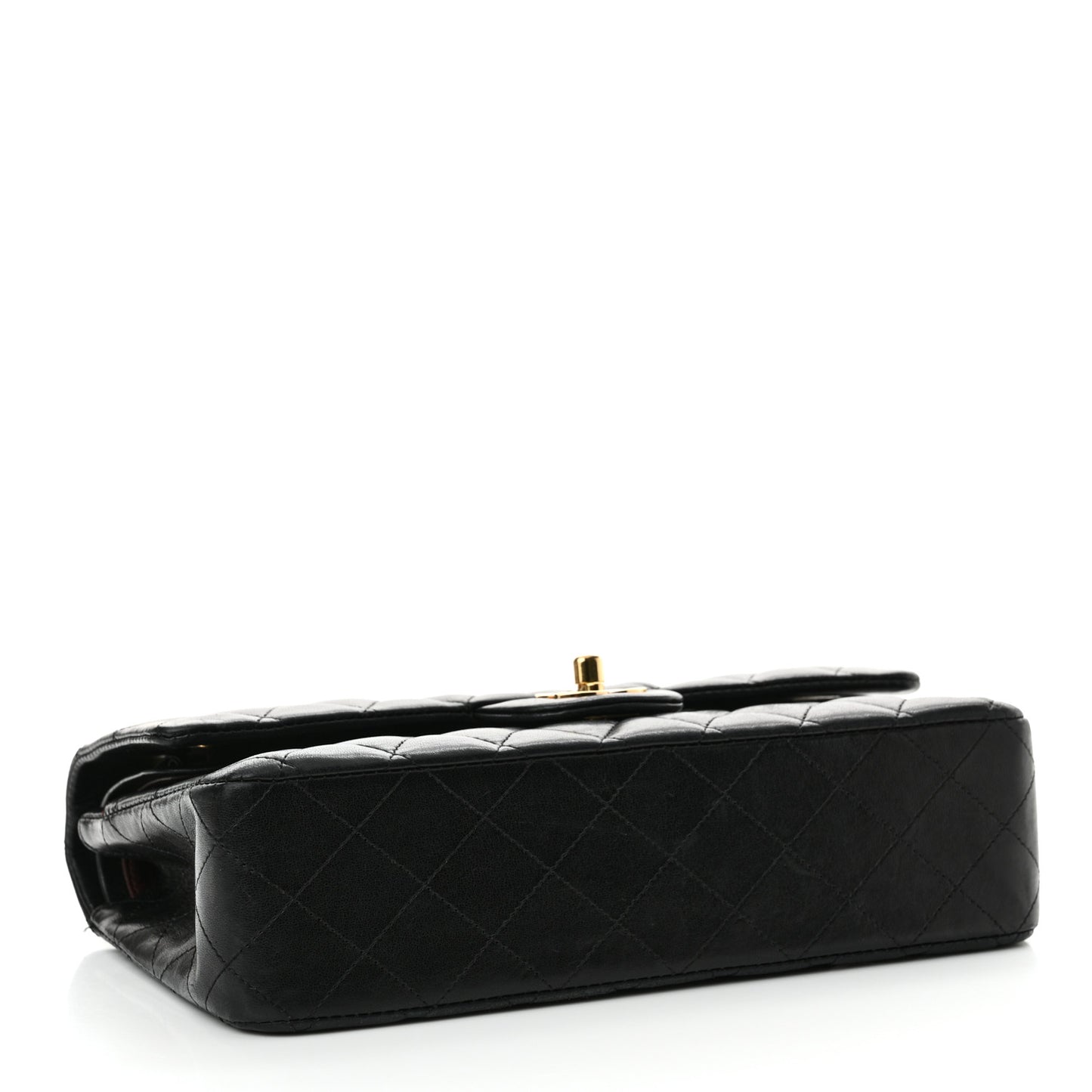 Lambskin Quilted Medium Double Flap Black
