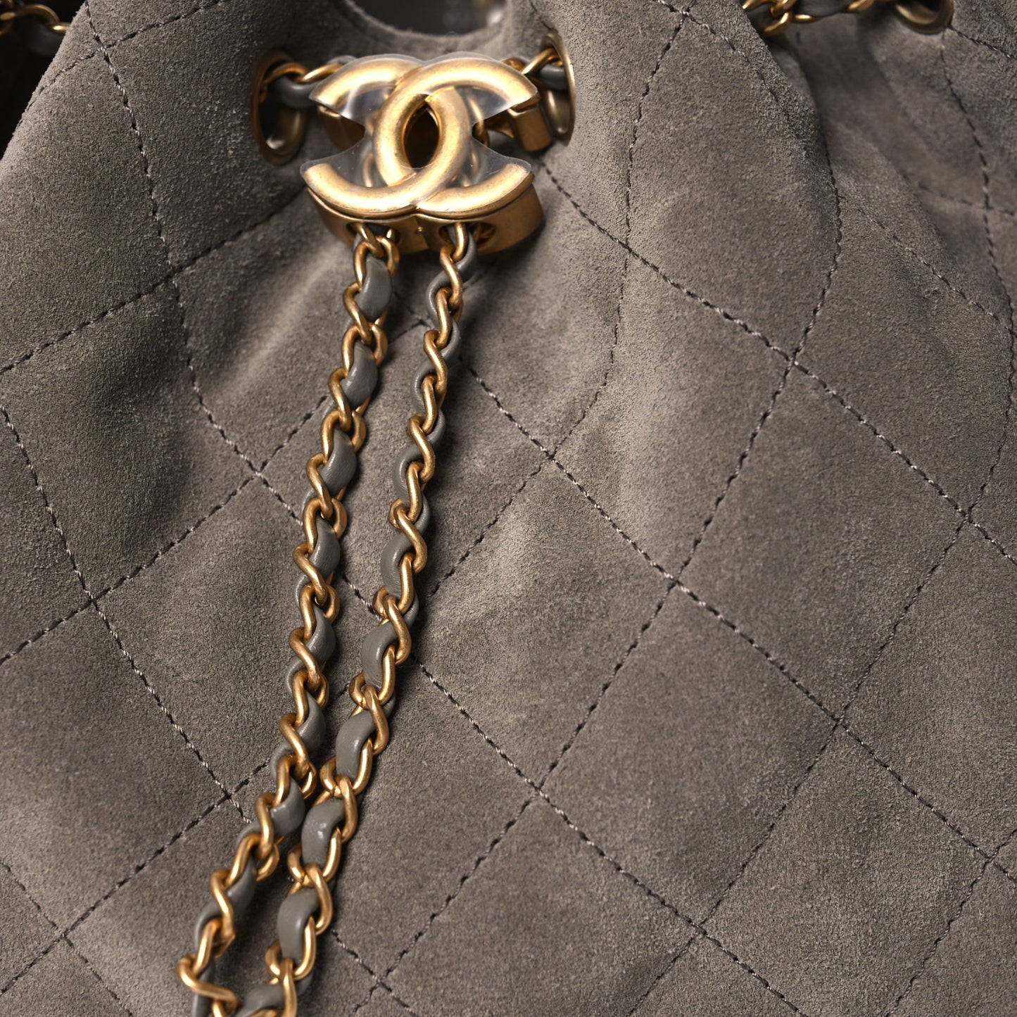 Suede Quilted Small Chanel 25 Handbag Grey