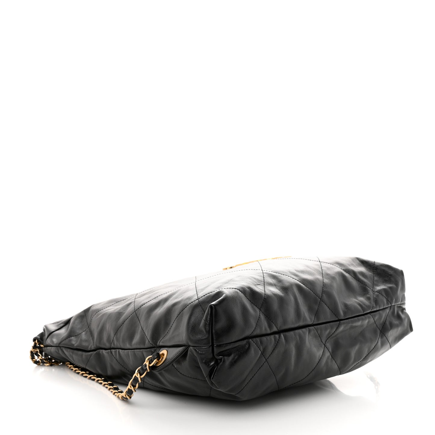 Shiny Calfskin Quilted Chanel 22 Backpack Black