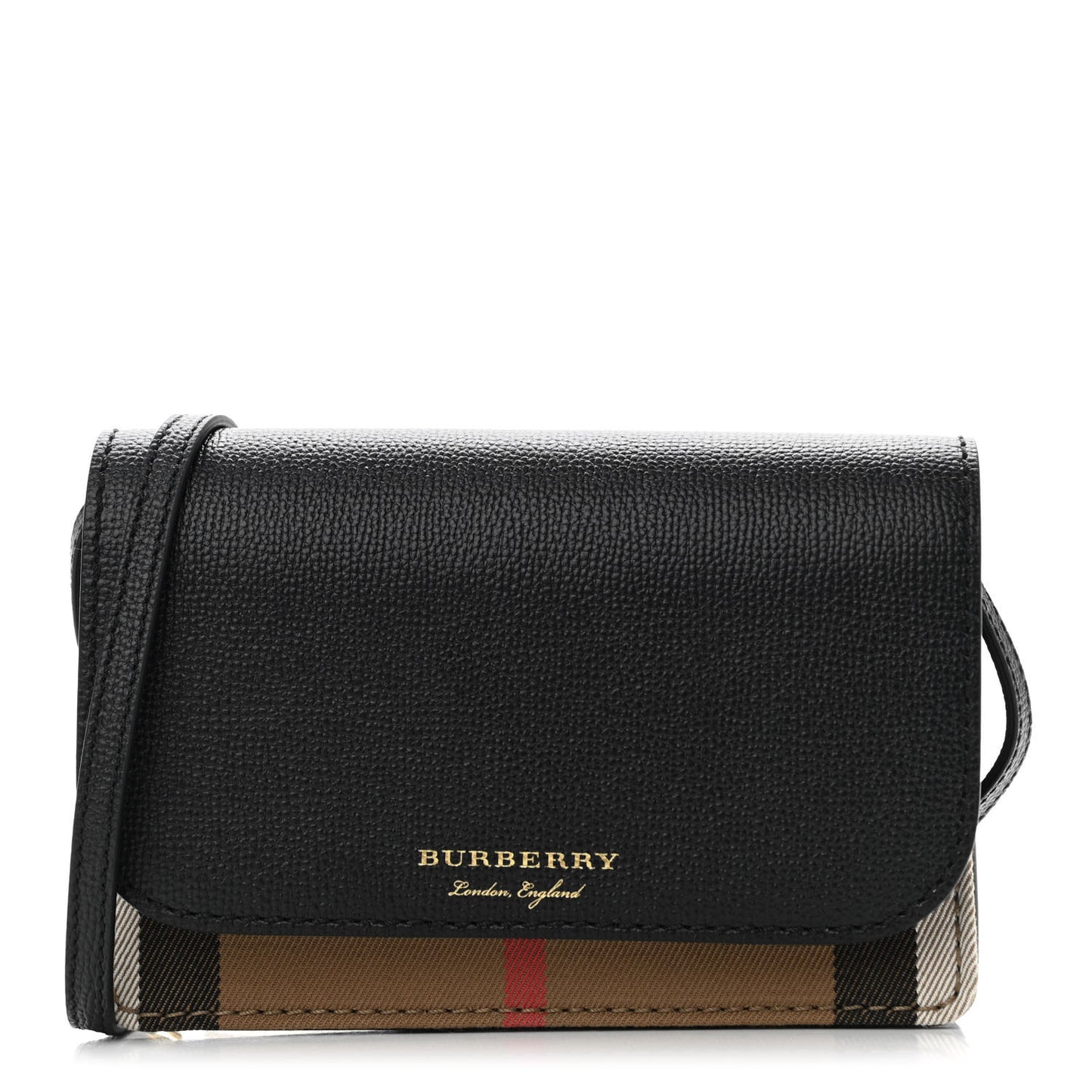 Derby Calfskin House Check Wallet On Chain Black