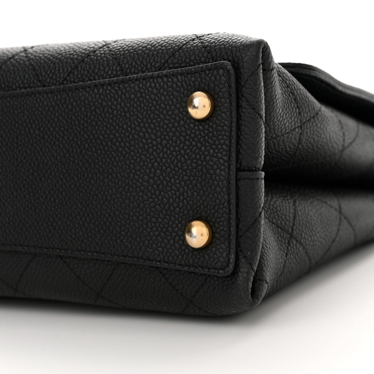 Grained Calfskin Stitched Flap Black