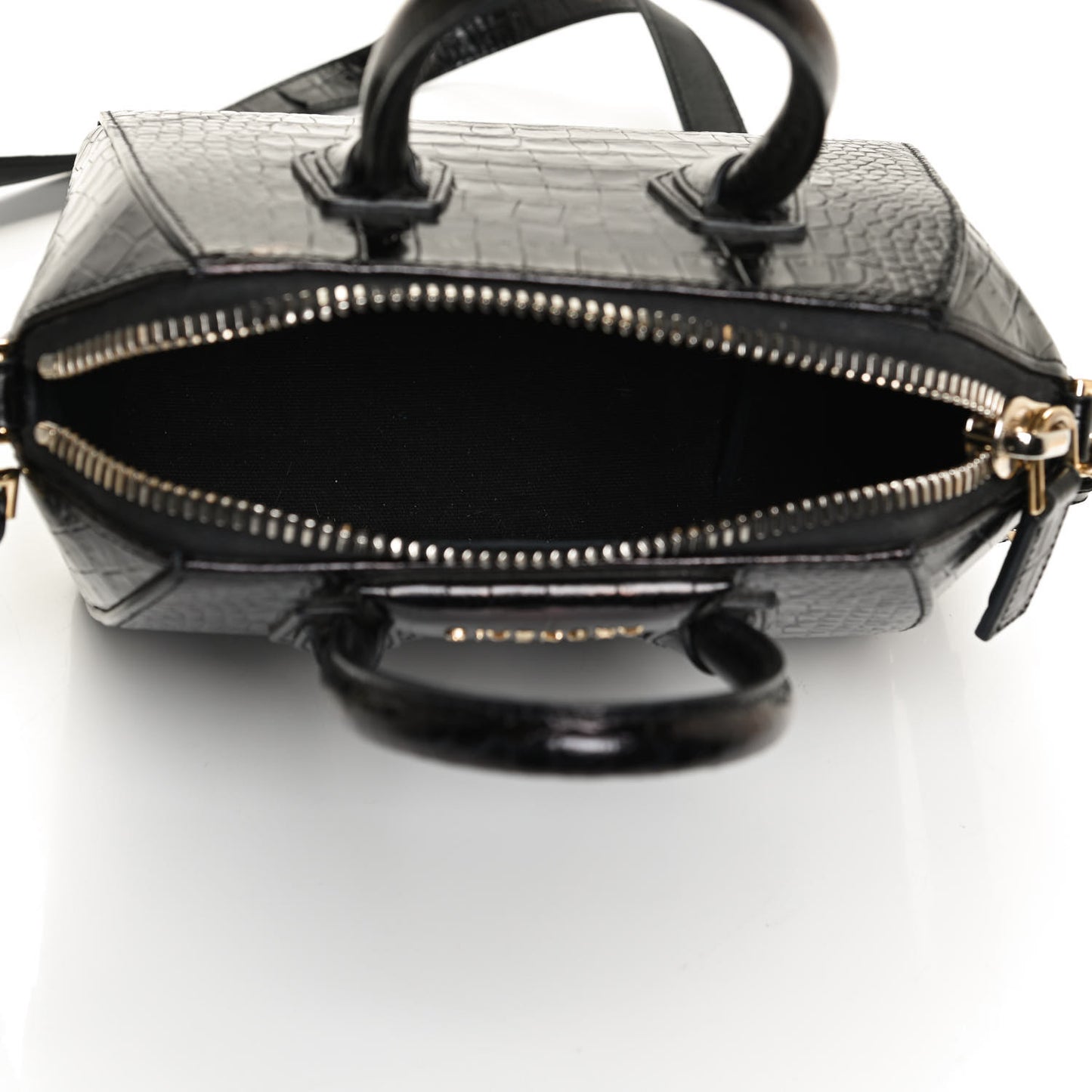 Calfskin Crocodile Embossed Mini Antigona Black