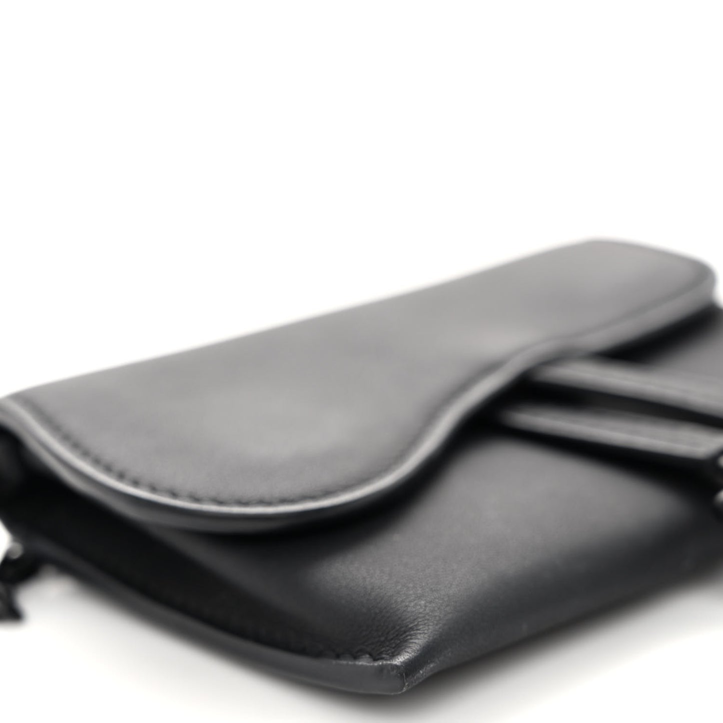 Ultra Matte Calfskin Nano Saddle Chain Pouch Black