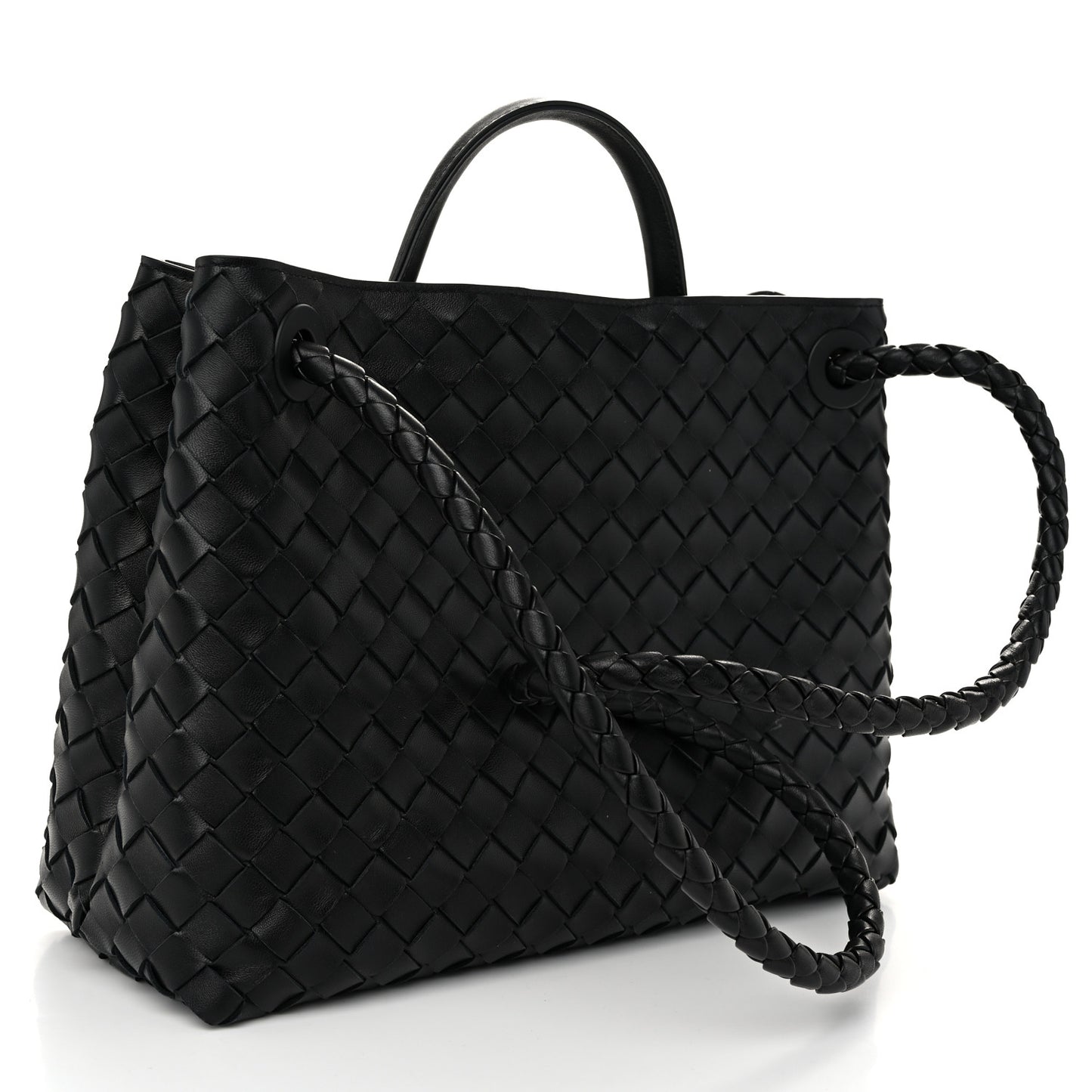 Nappa Intrecciato Medium Andiamo Shoulder Bag Black