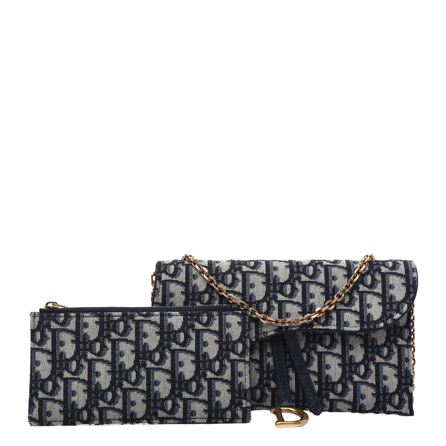 Oblique Saddle Chain Long Wallet Blue