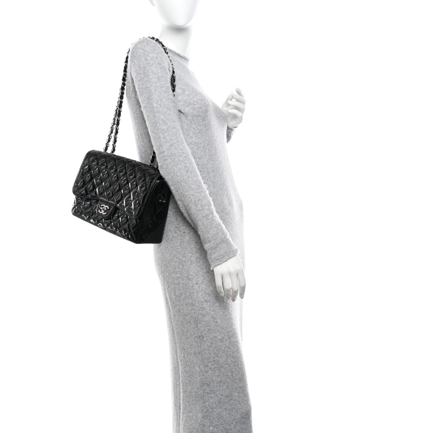 Chanel Patent Quilted Jumbo Single Flap Black 2 of 9