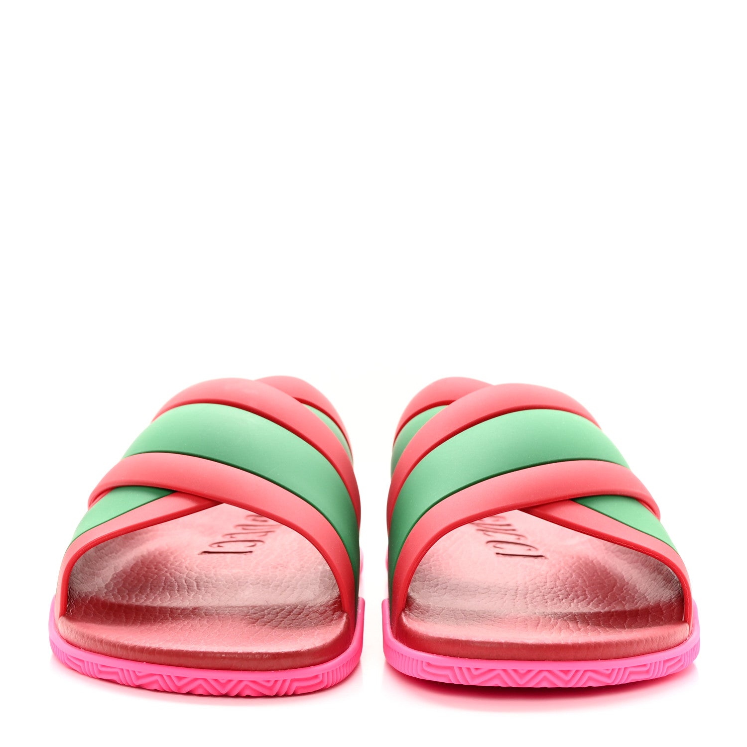 Gucci Rubber Web Womens Criss Cross Slide Sandals 41 Coral New Shamarock 2 of 13