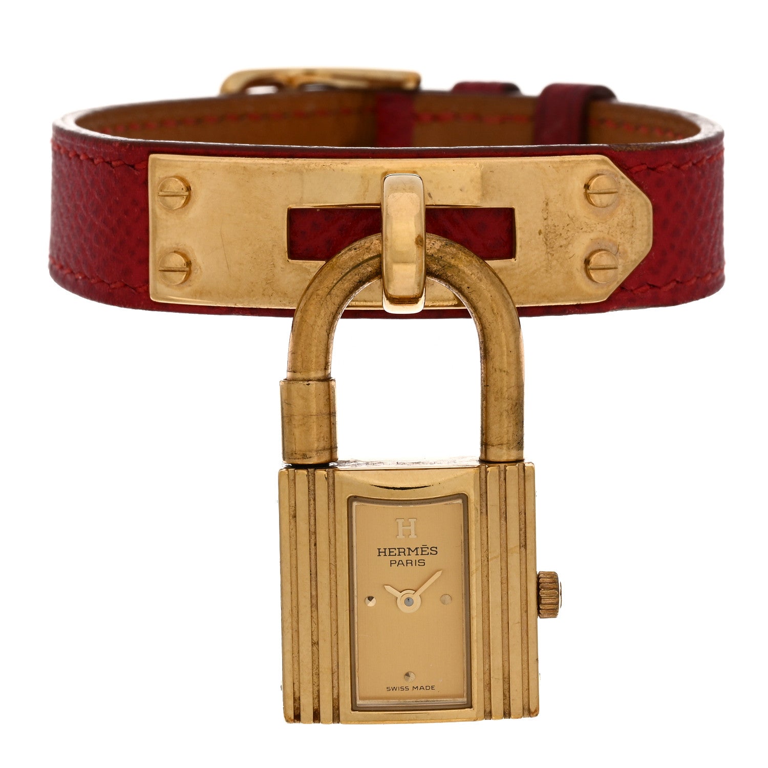 Hermes Stainless Steel Courchevel 20mm Kelly Cadena Quartz Watch Rouge 1 of 4