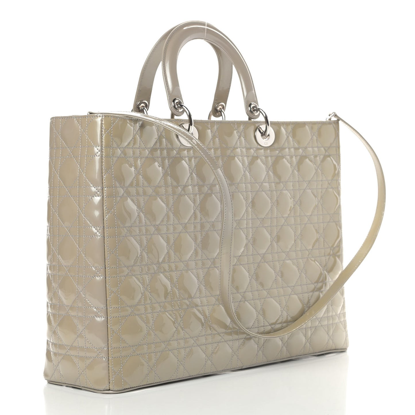 Patent Cannage Extra Large Lady Dior Beige